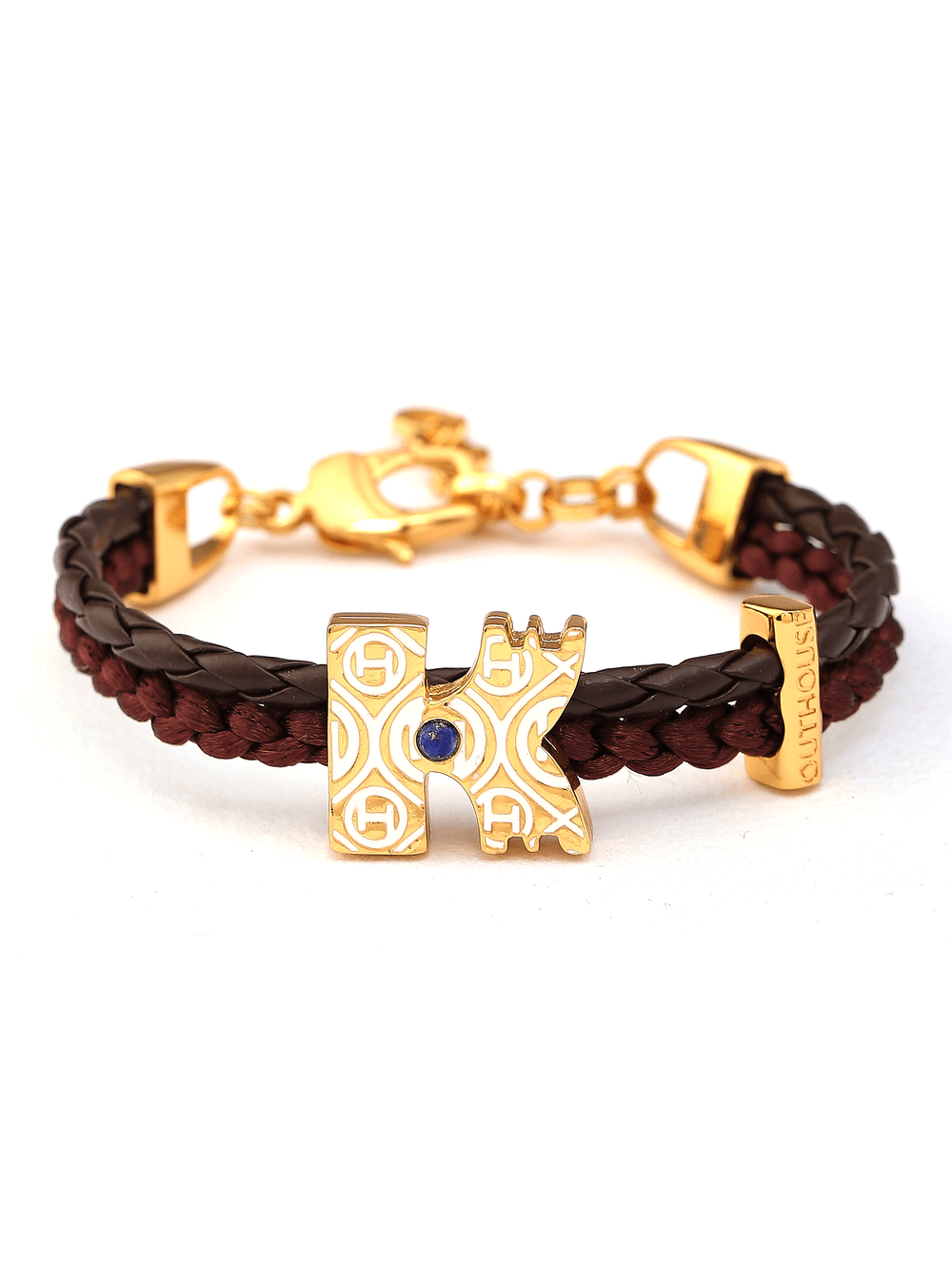 OH Dopamine Bond Bracelet in Tan Brown, Gold Finish
