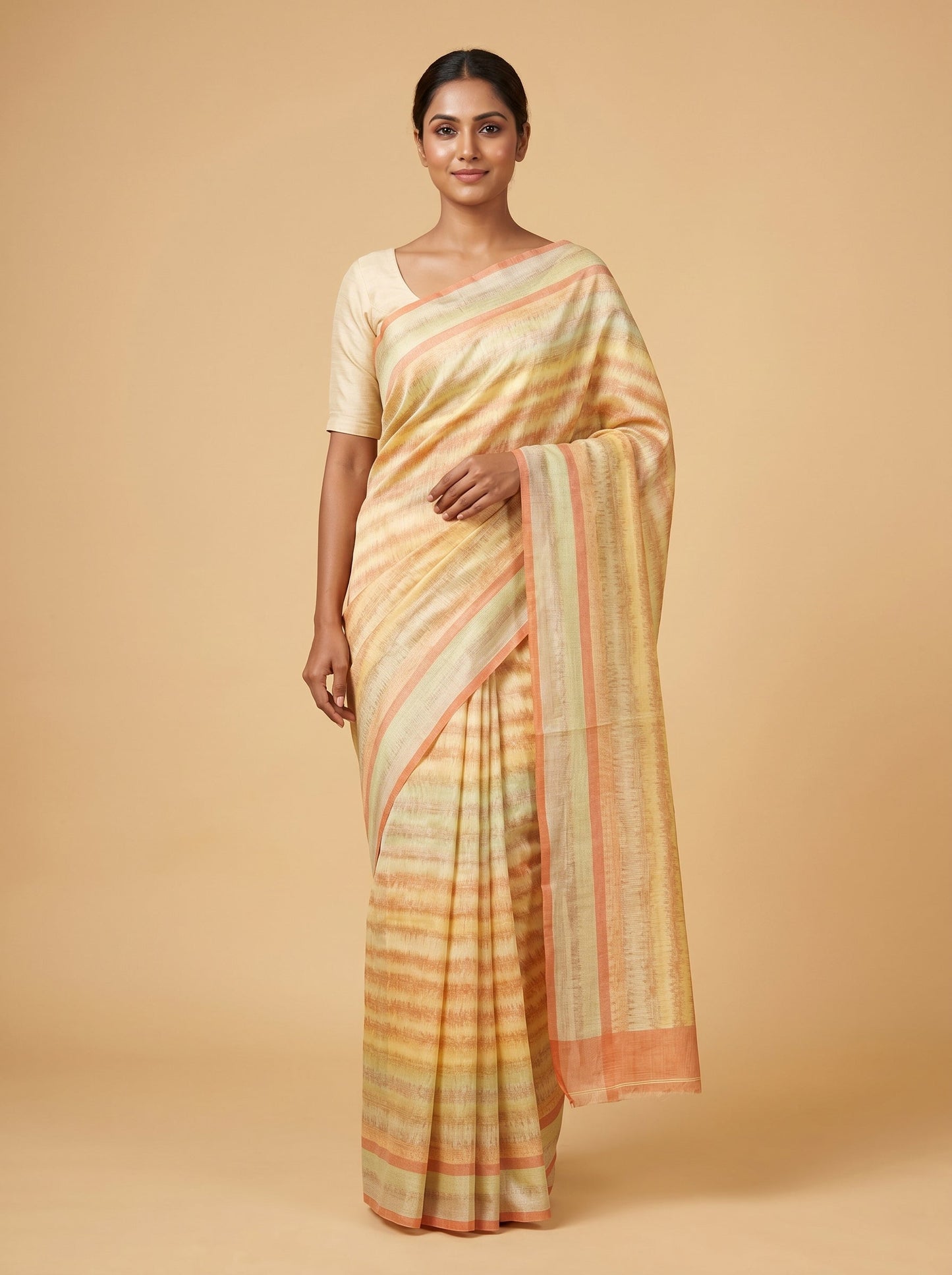 Pale Yellow Handloom Saree