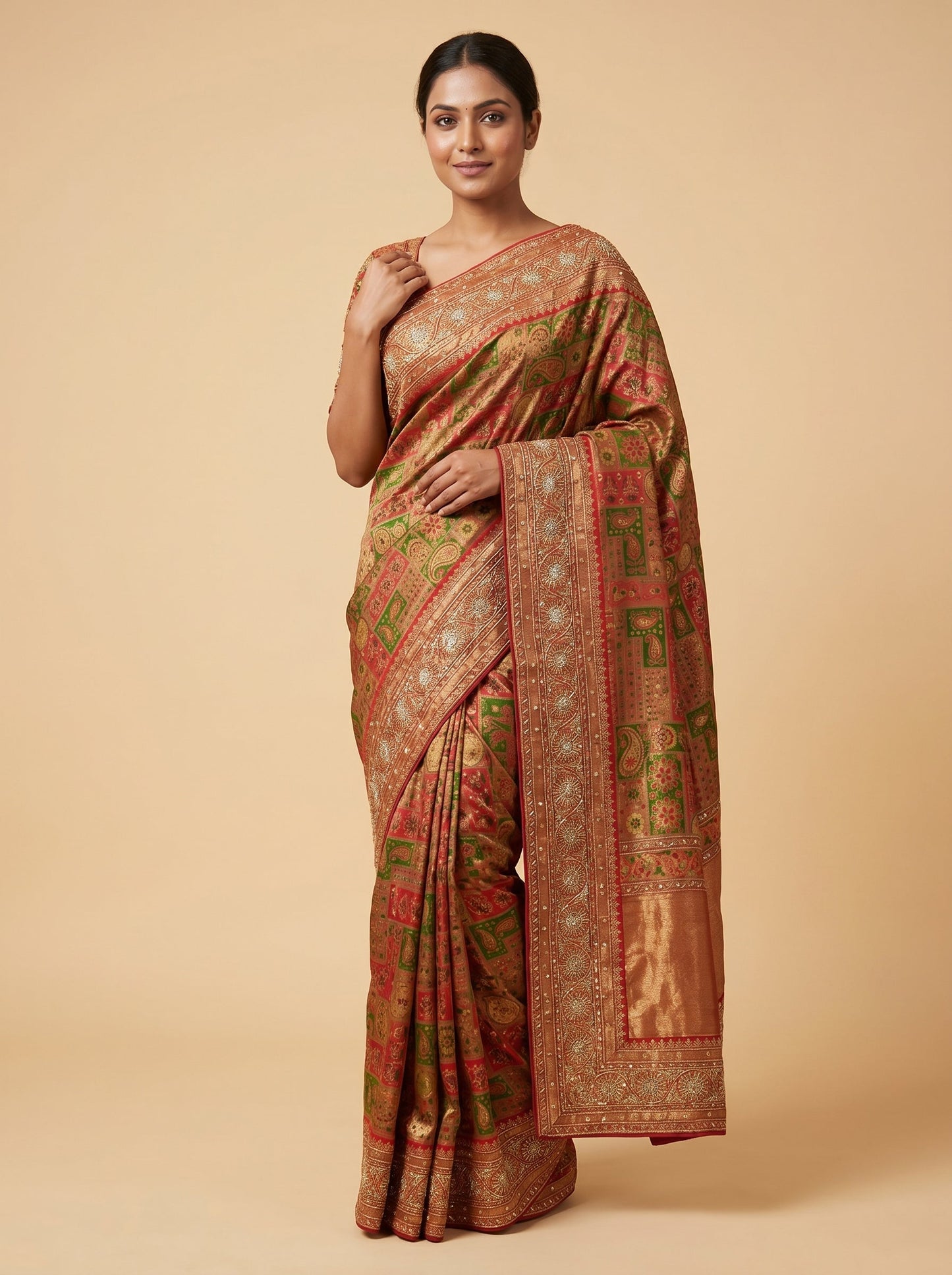 Parrot Green Lively Embroidery Saree