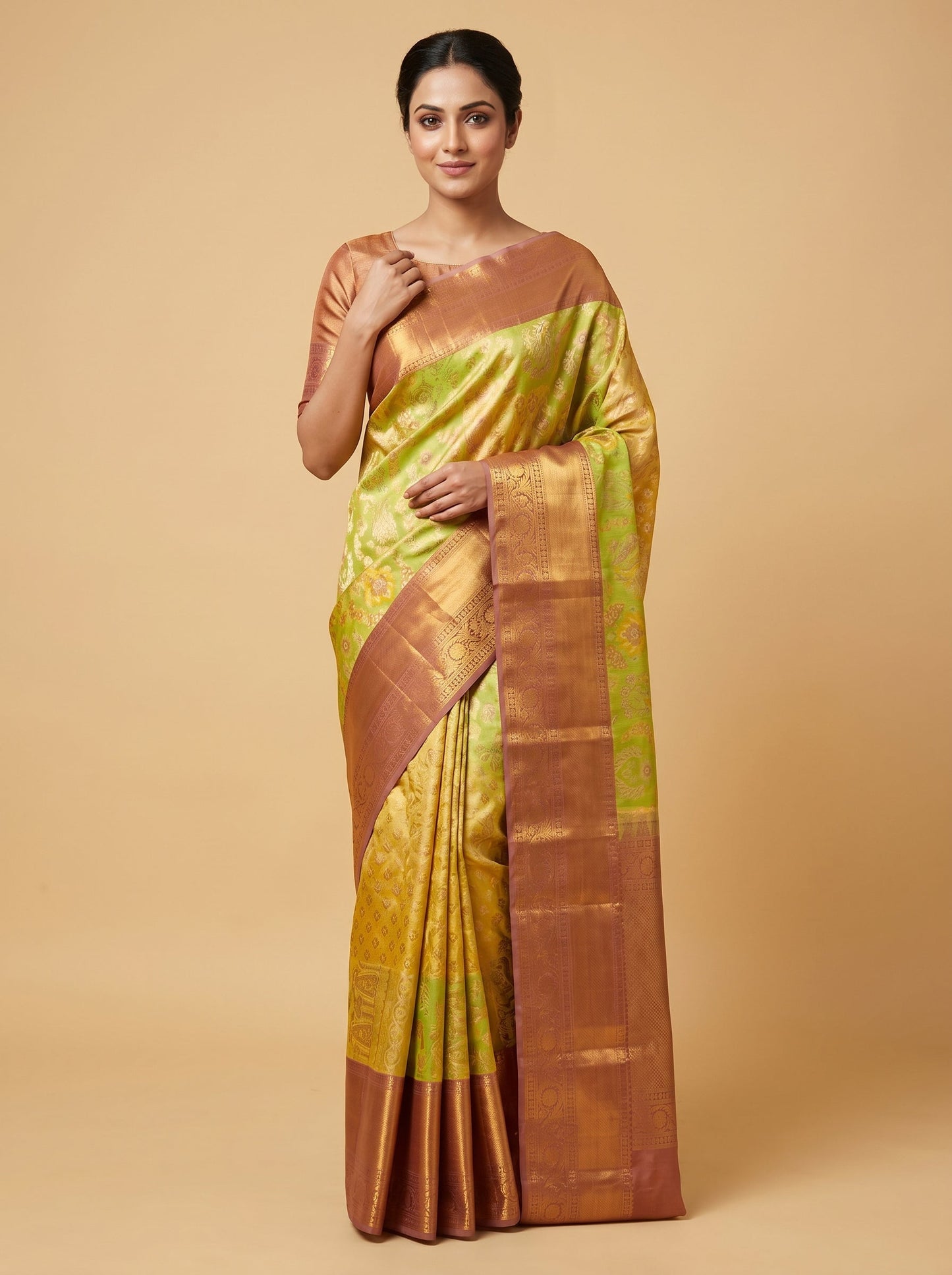 Parrot Green Traditional Handloom Saree