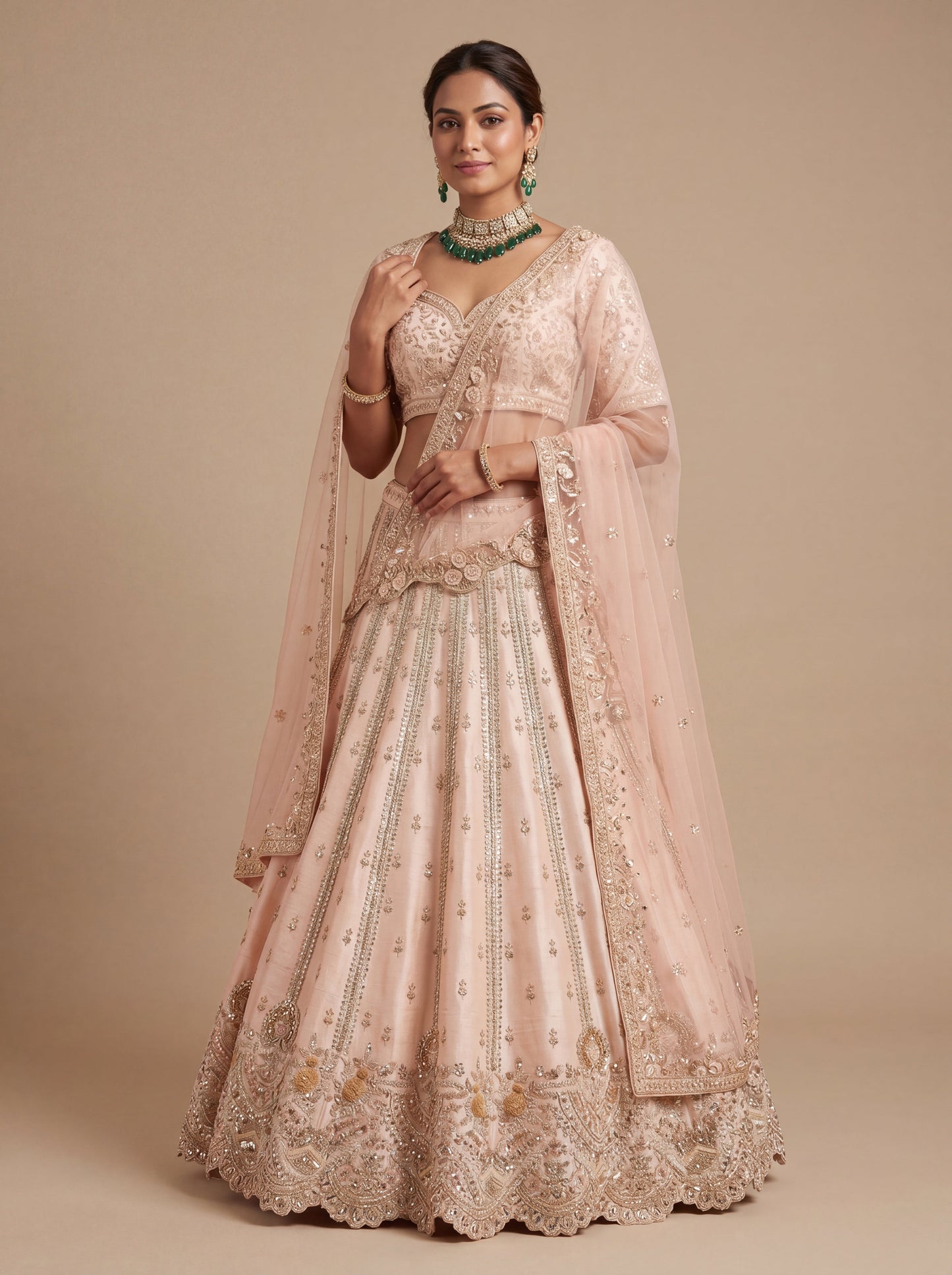 Pastel Pheras Bridal Lehenga With Delicate Embroidery Volume
