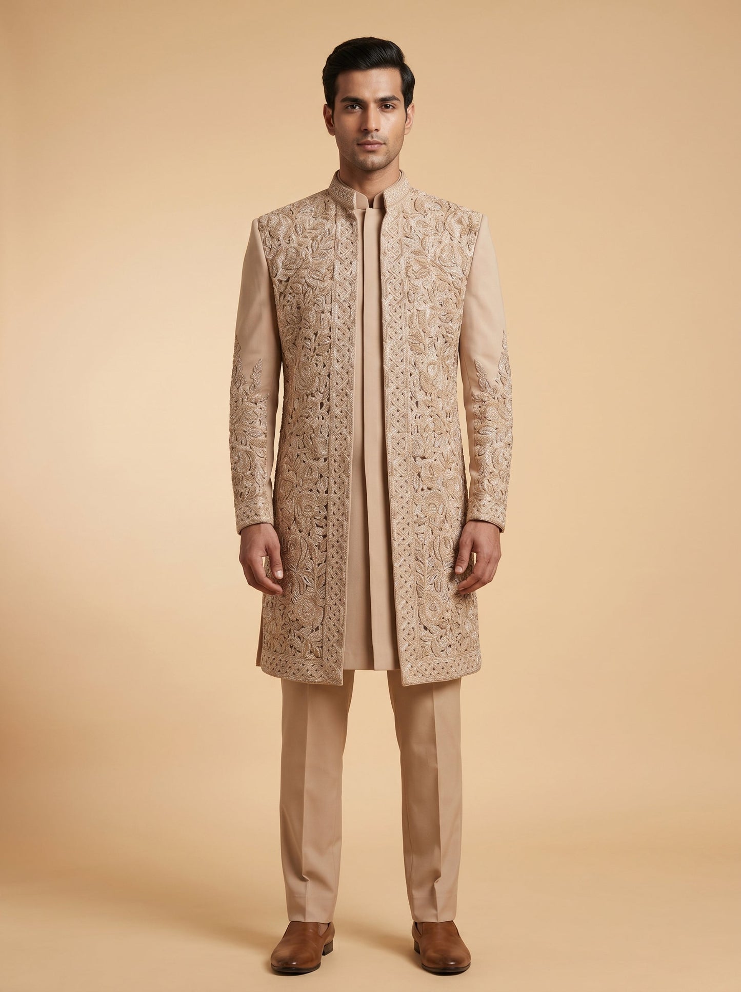 Peach Designer Sherwani