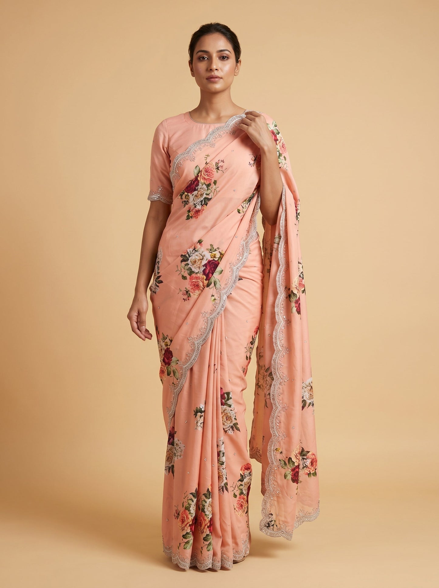 Peach Gentle Adorned Saree