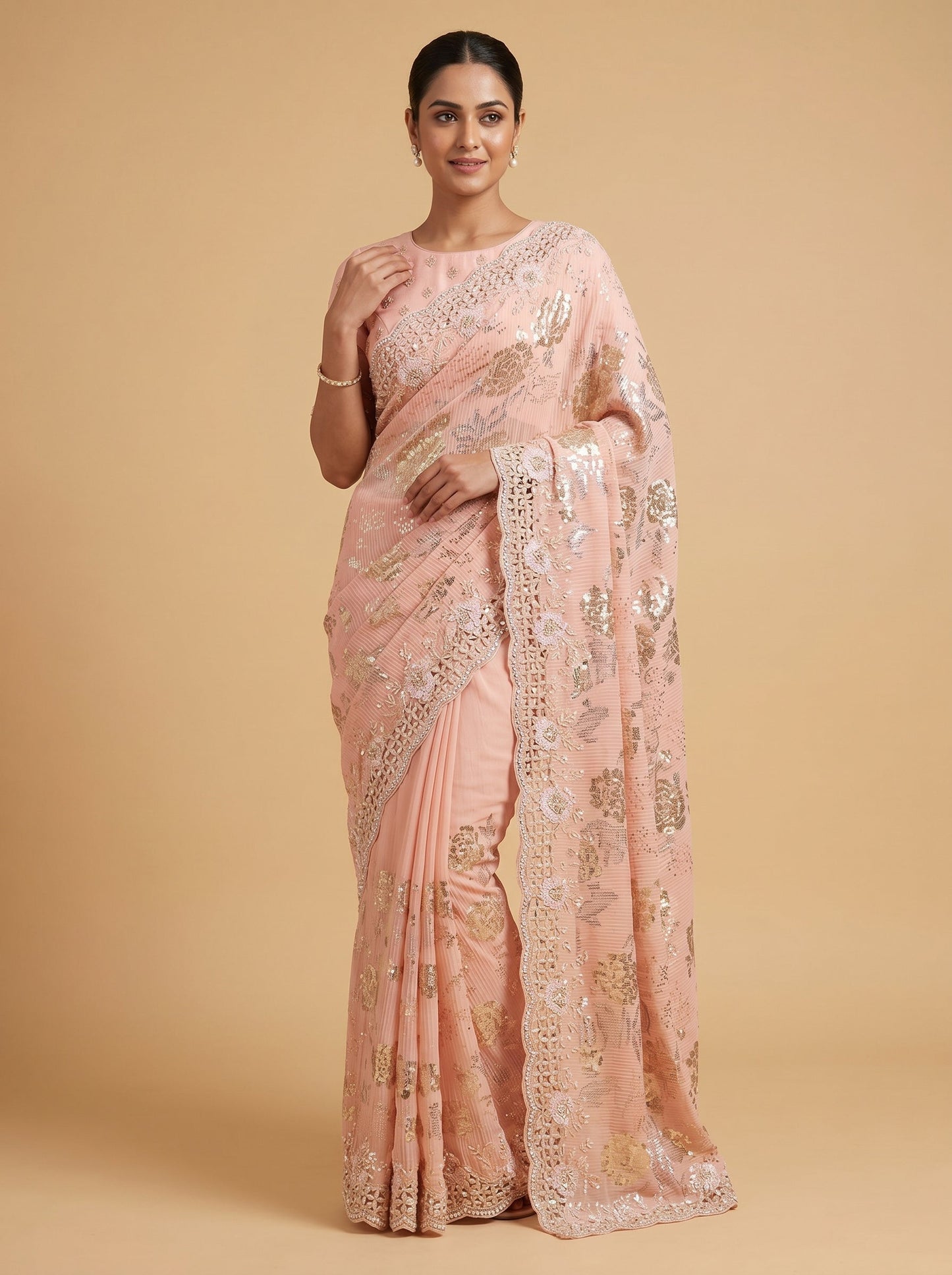 Peach Gentle Glow Saree