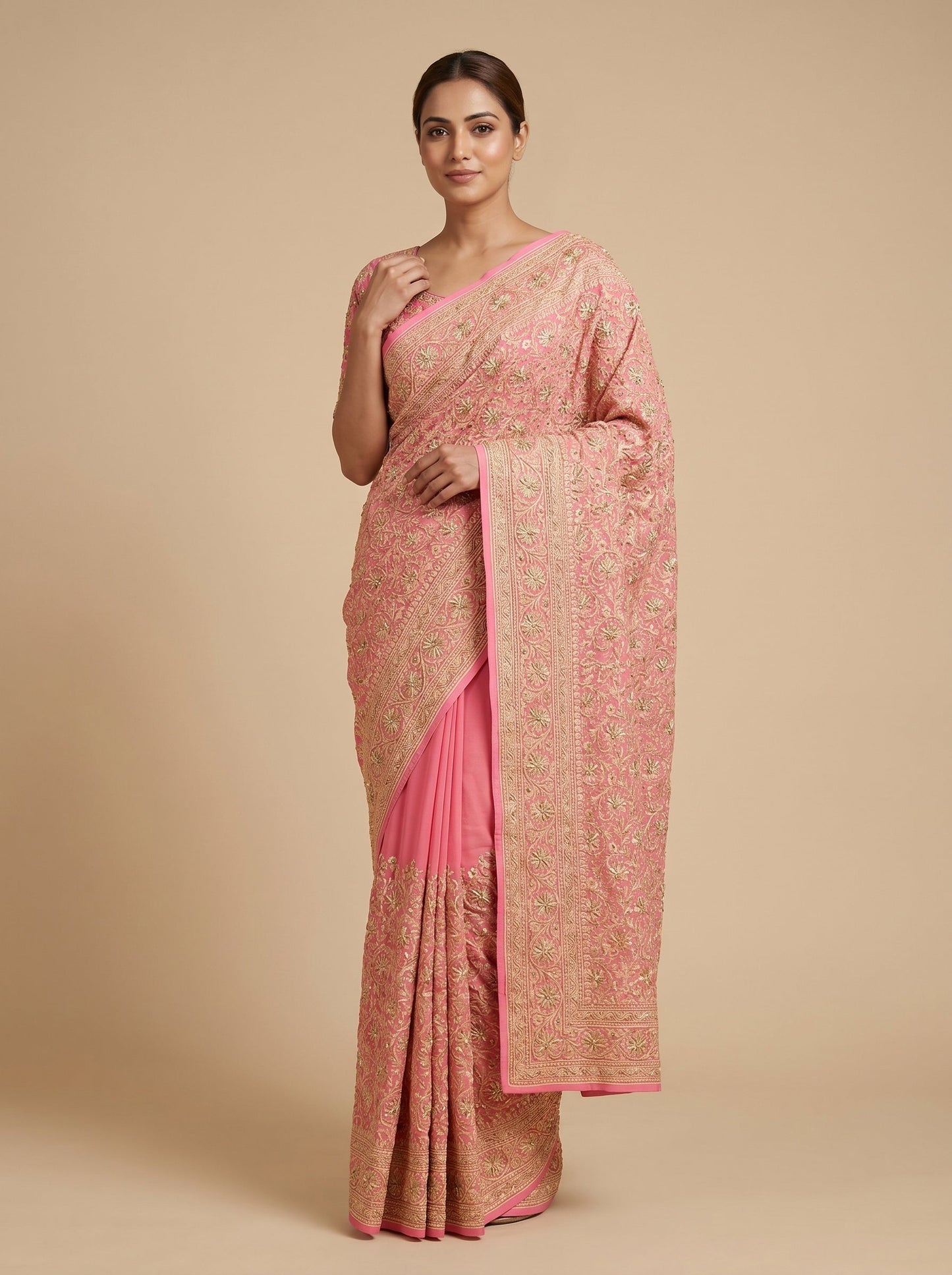 Peach Light Flow Handloom Saree