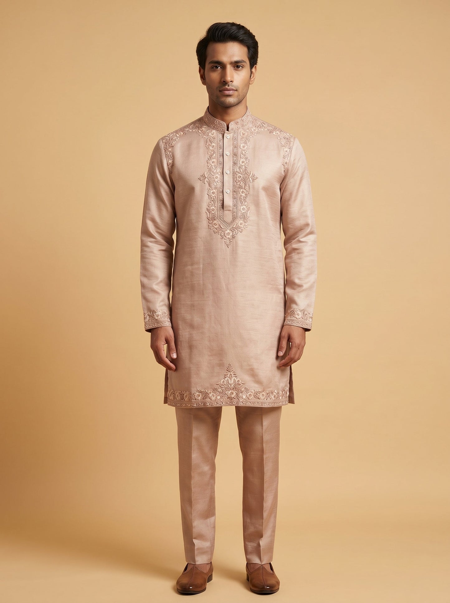 Peach Pink Festive Kurta Set