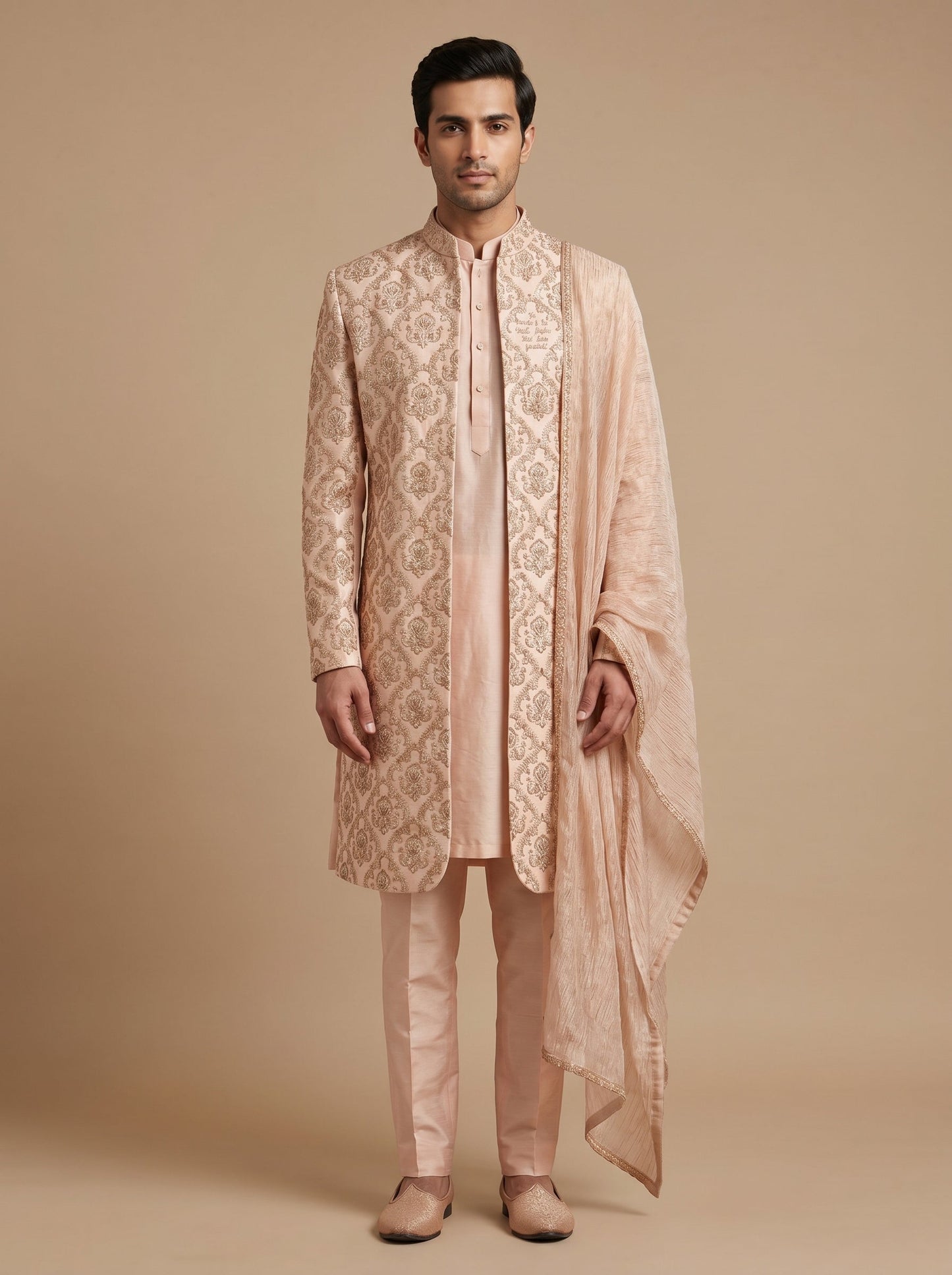 Peach Pink Sherwani