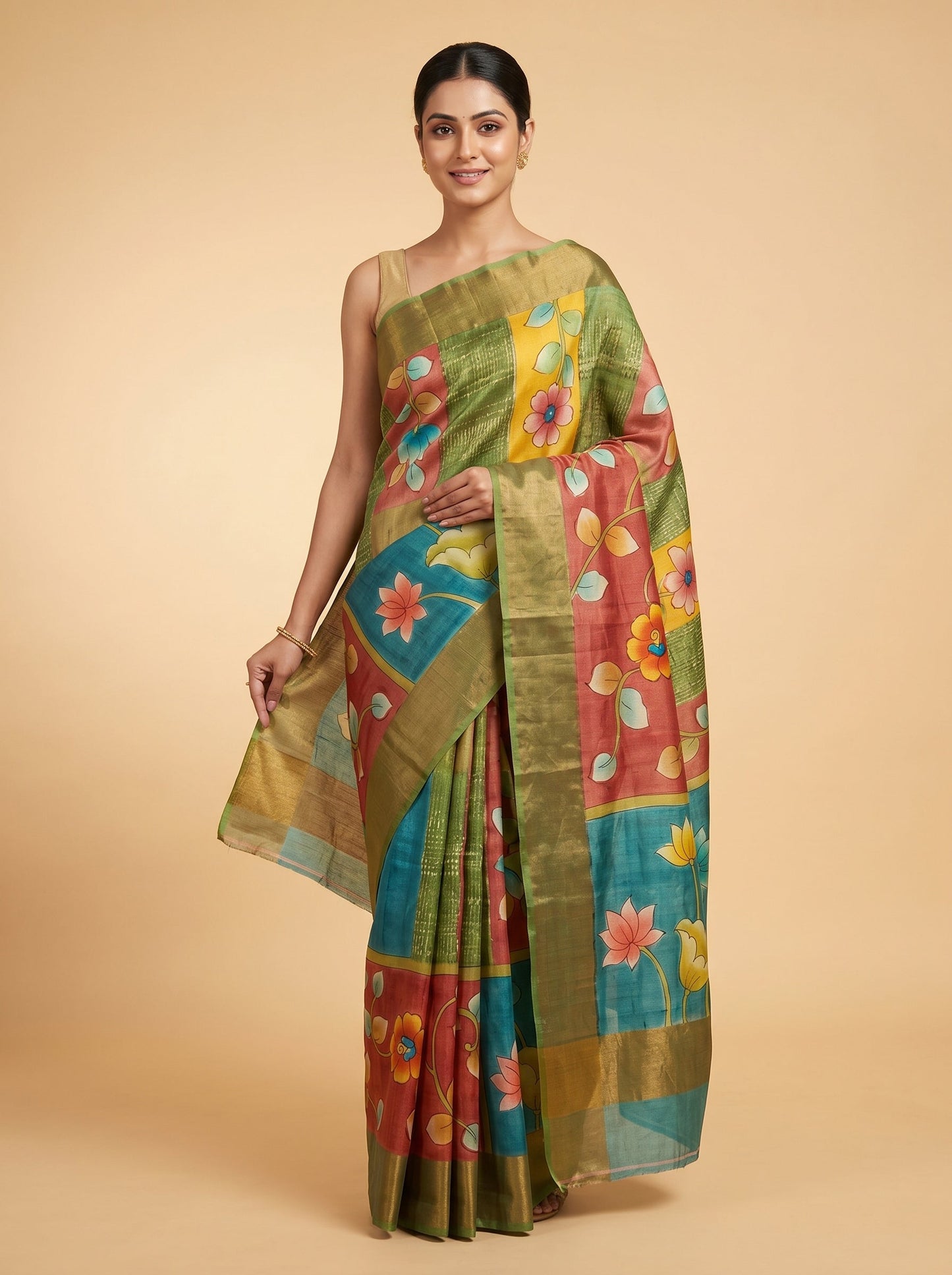 Peach Soft Printed Saree