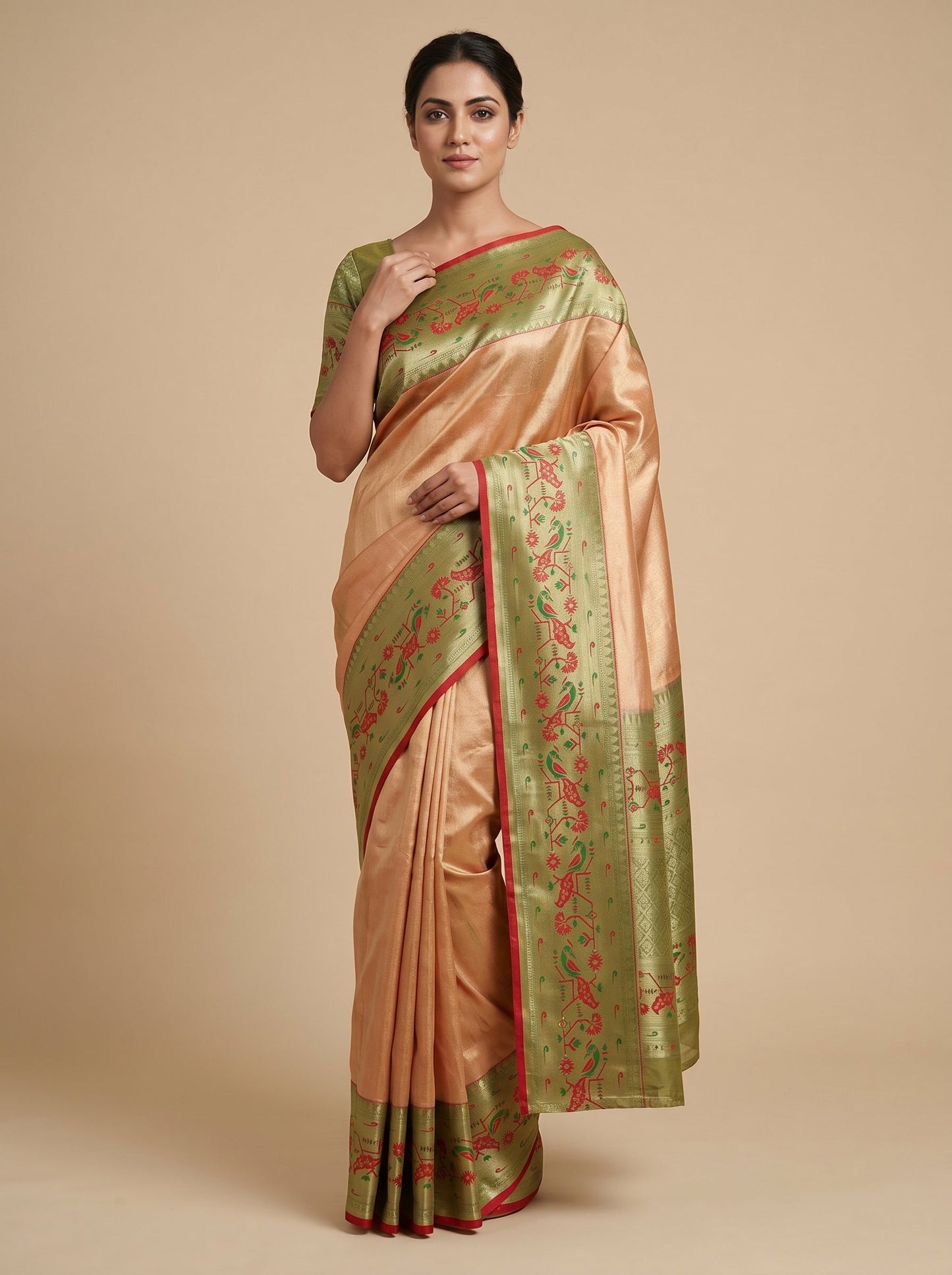 Peach Soft Warmth Handloom Saree
