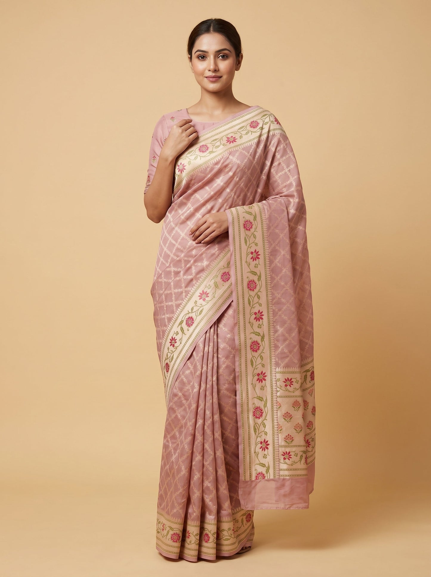 Peach Tender Glow Handloom Saree