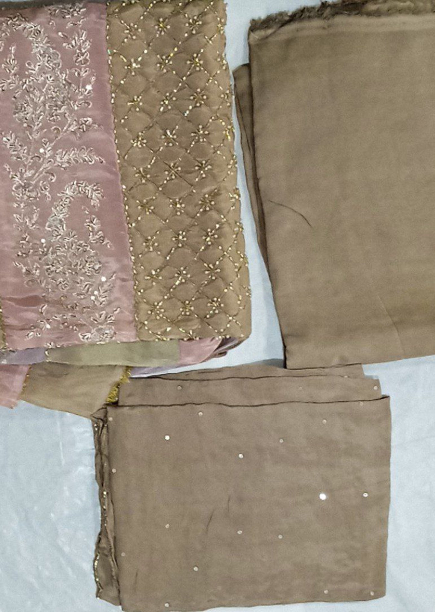 Peach Tissue Silk Dress Material
