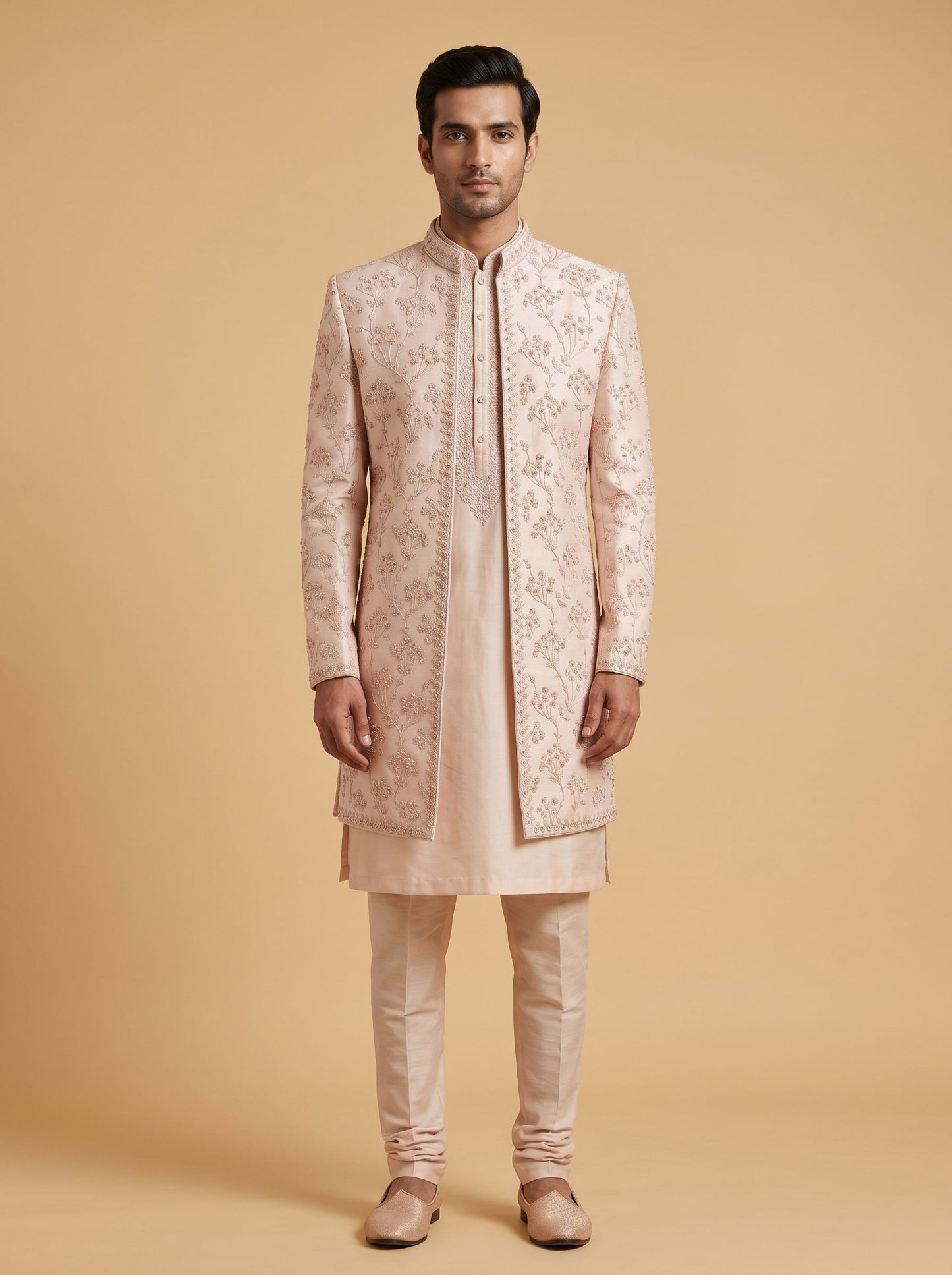 Peach Wedding Sherwani