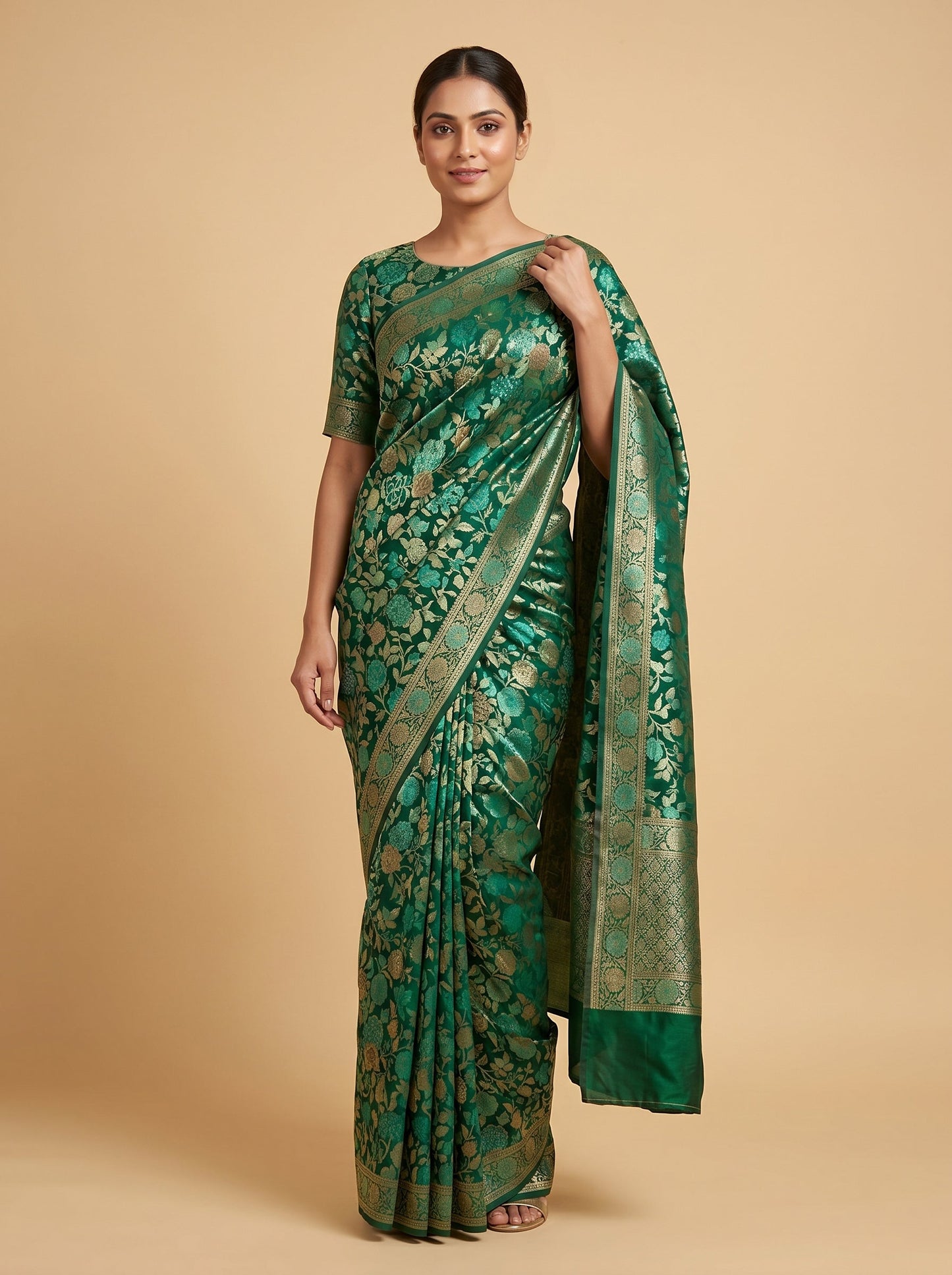 Peacock Blue Handloom Saree with Royal Finish
