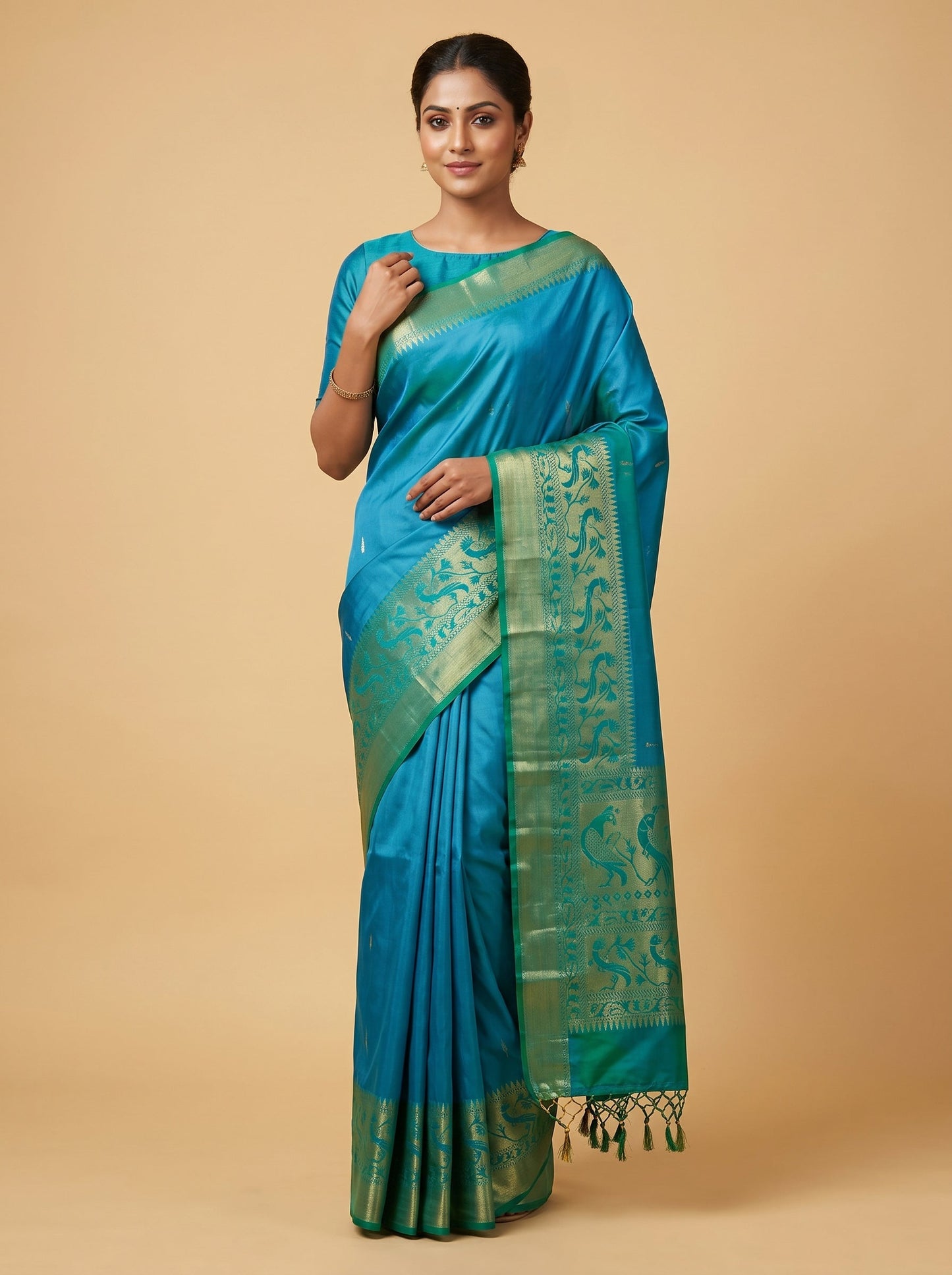 Peacock Blue Rich Loom Handloom Saree