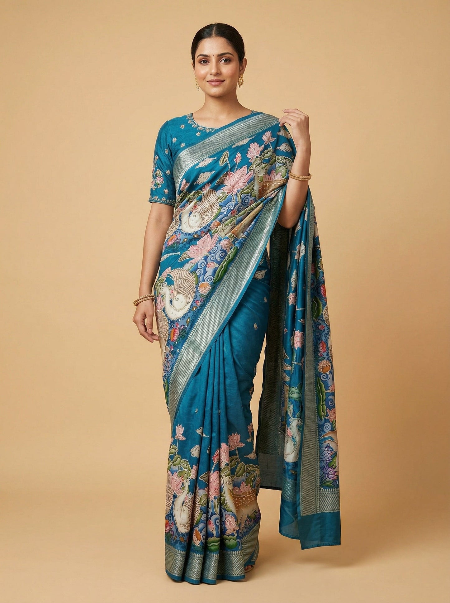 Periwinkle Blue Embroidered Saree