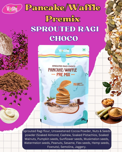Vedas Kitchen Sprouted Ragi Choco Waffle/Pancake Premix