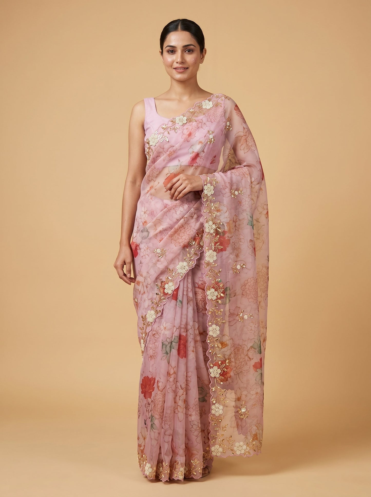 Pink Ballet Glow Embroidered Saree