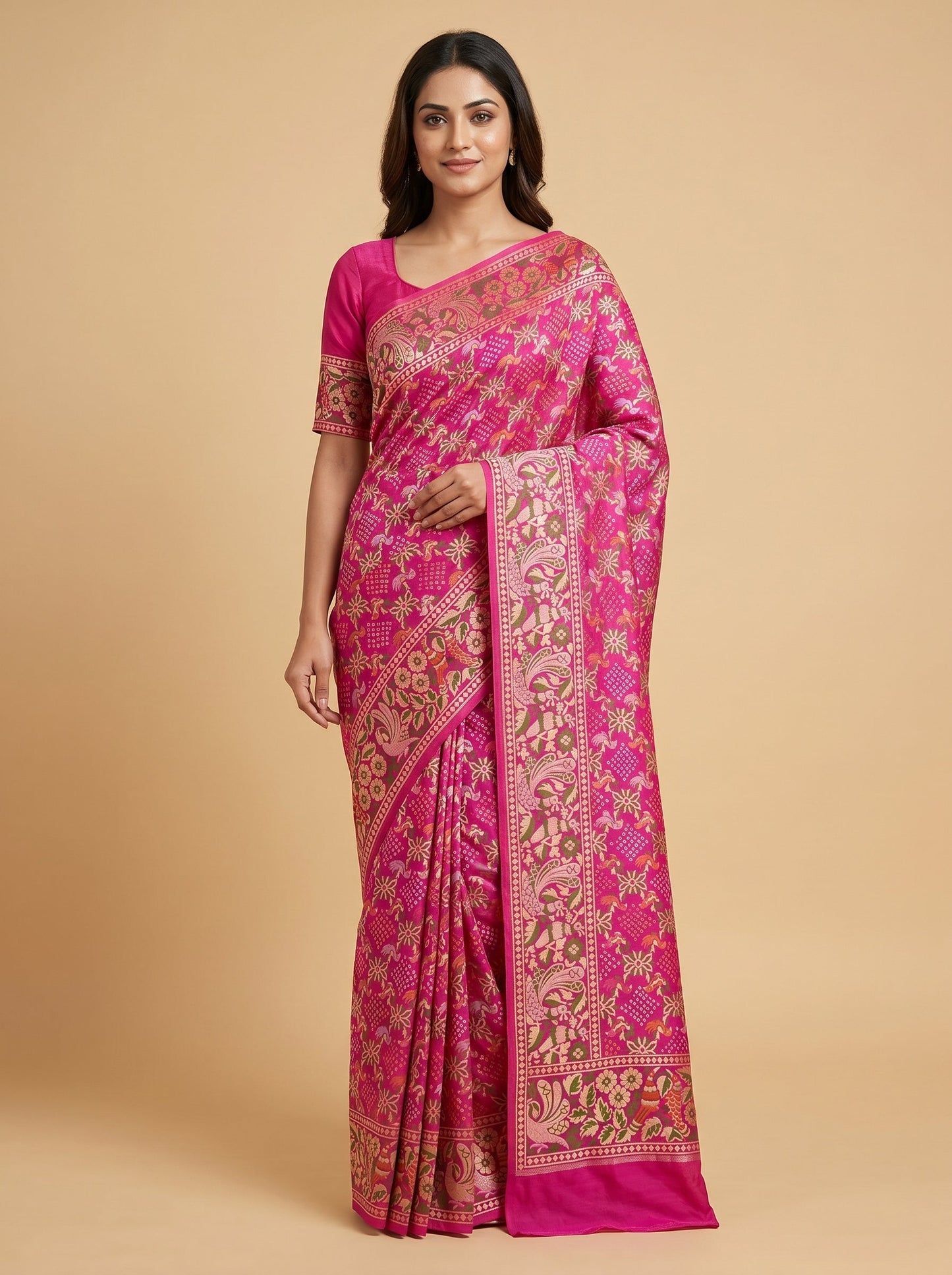 Pink Bandhani Blush Saree