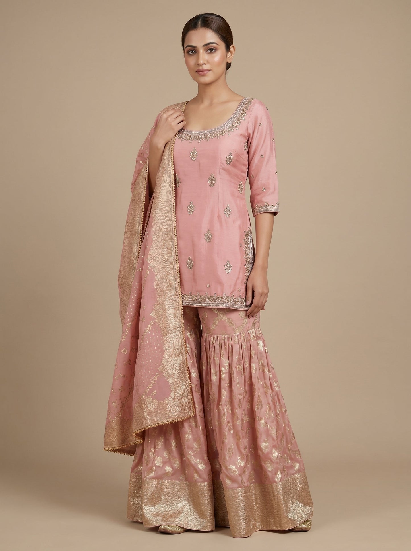Pink Bloom Sharara Set