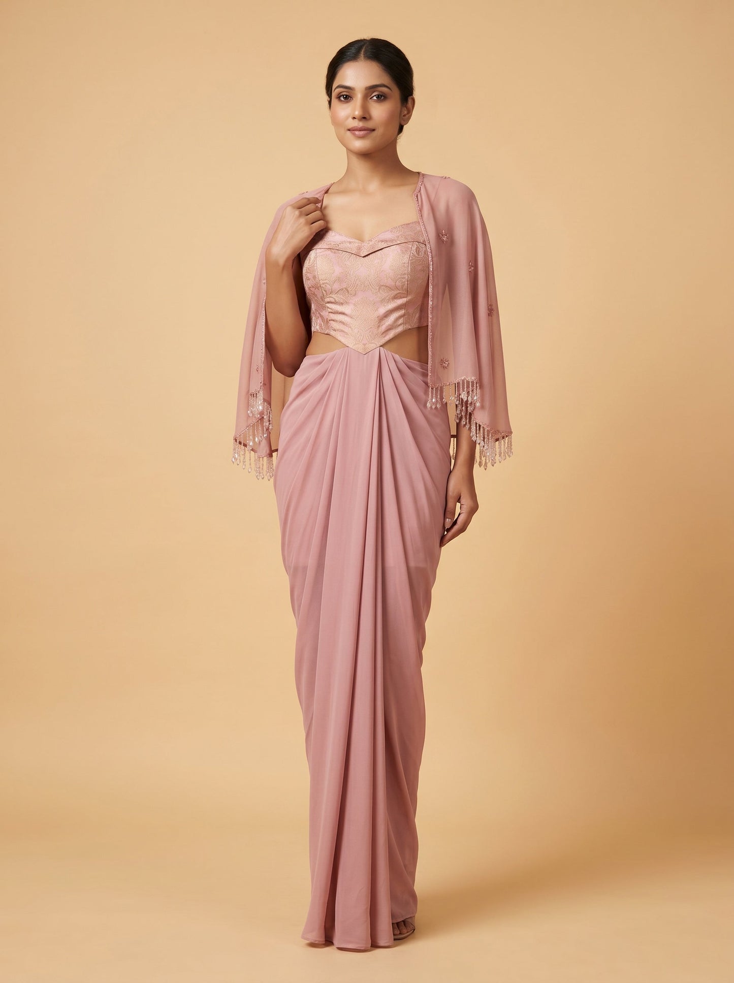 Pink Blush Drape Cape Set
