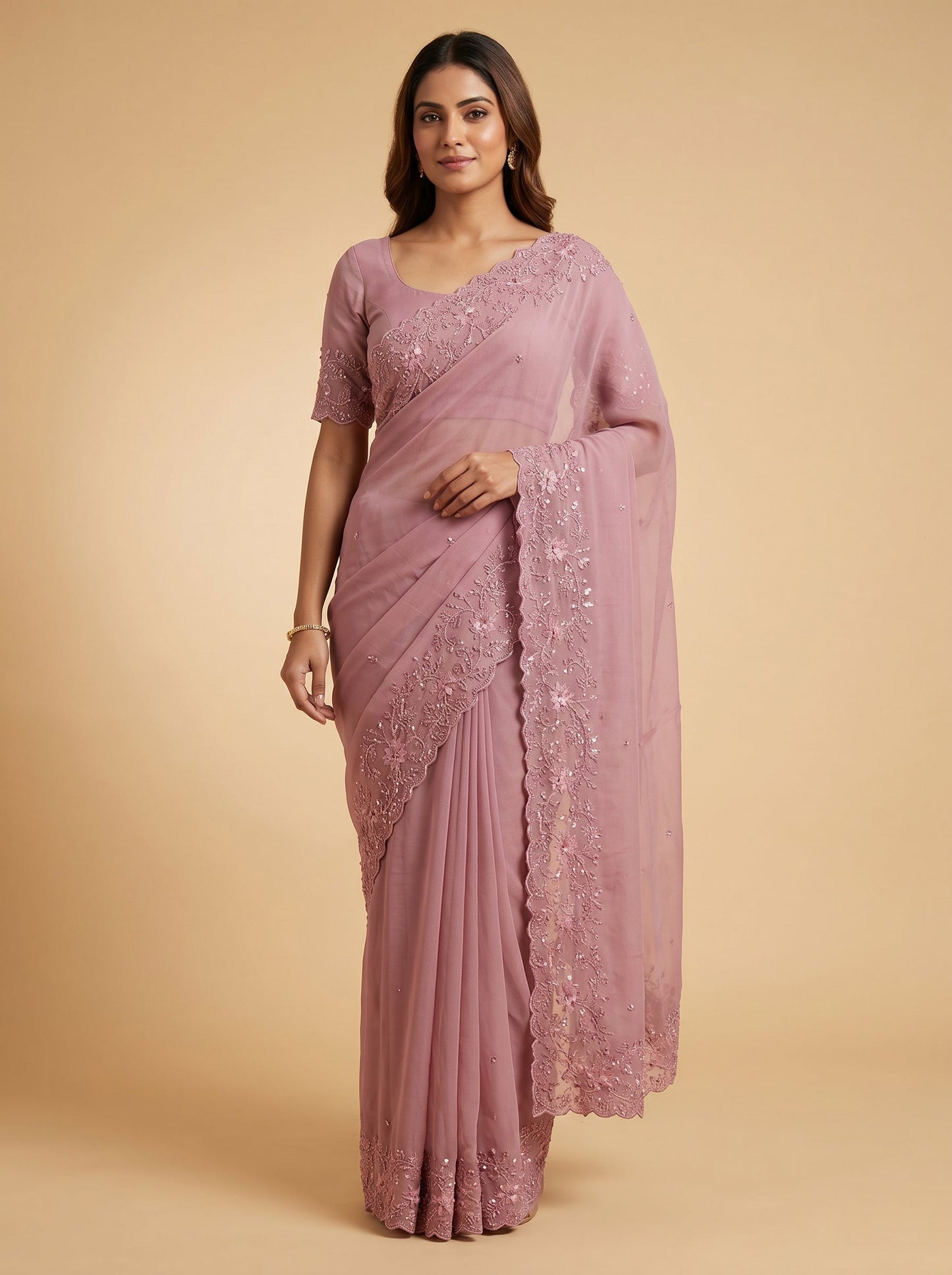 Pink Blush Enchantment Embroidered Saree