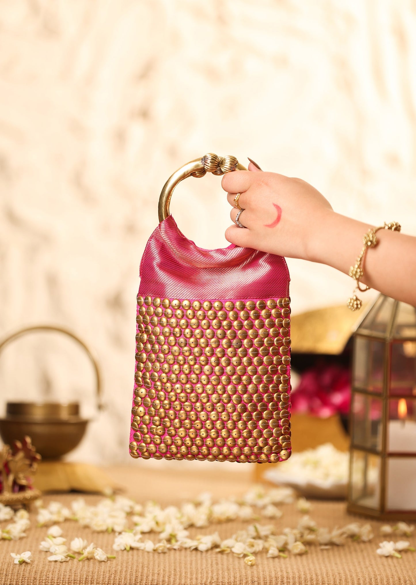 Pink Brocade Handbag