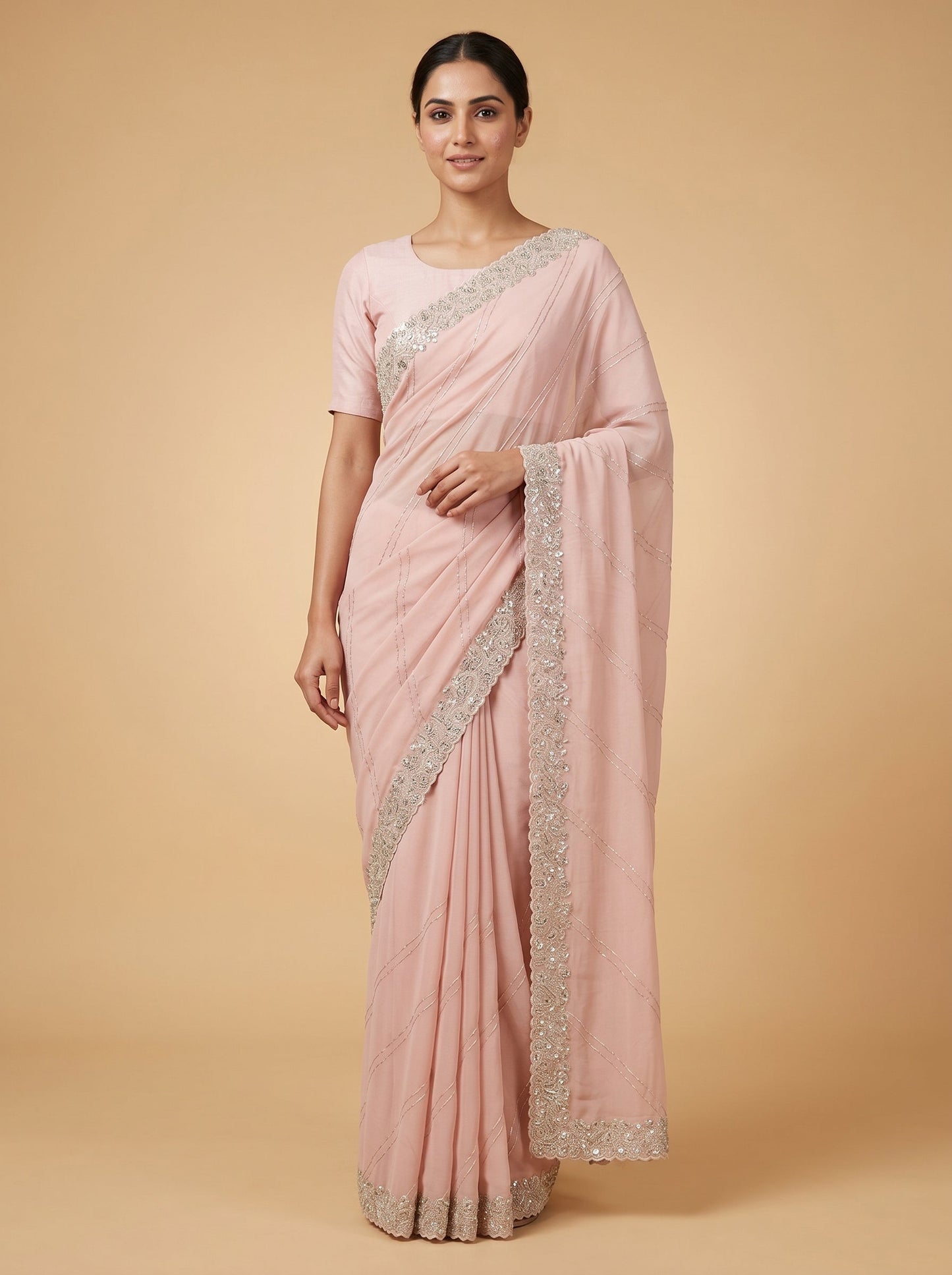 Pink Candyfloss Charm Embroidered Saree