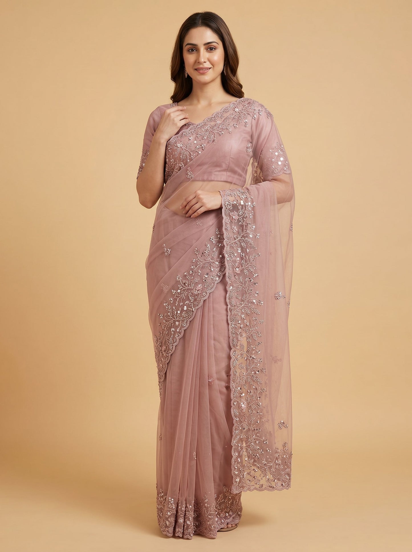 Pink Delicate Charm Embroidered Saree