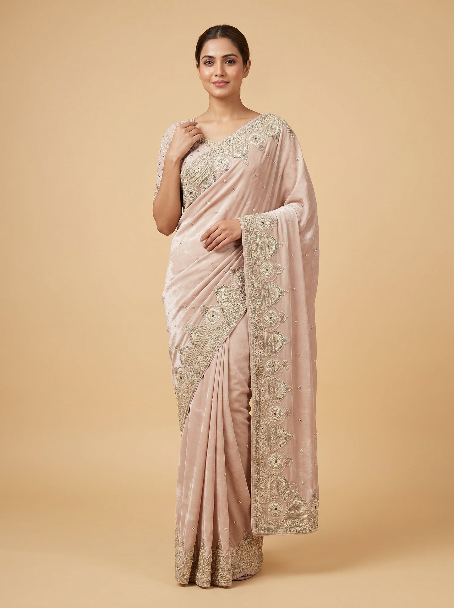 Pink Detailed Craft Saree
