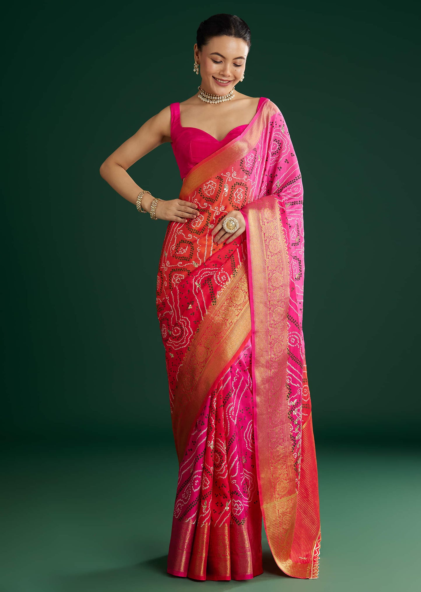 Pink Dola Silk Saree With Zari Woven Border