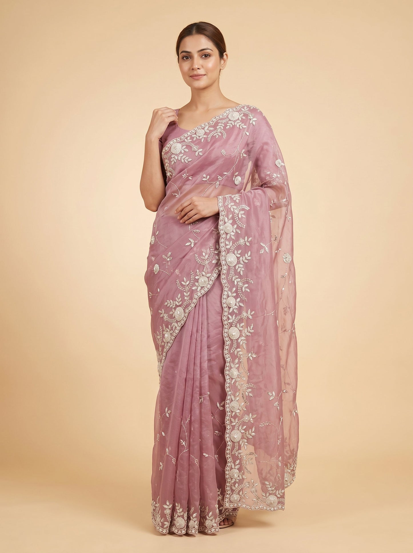Pink Enchanting Embroidered Saree