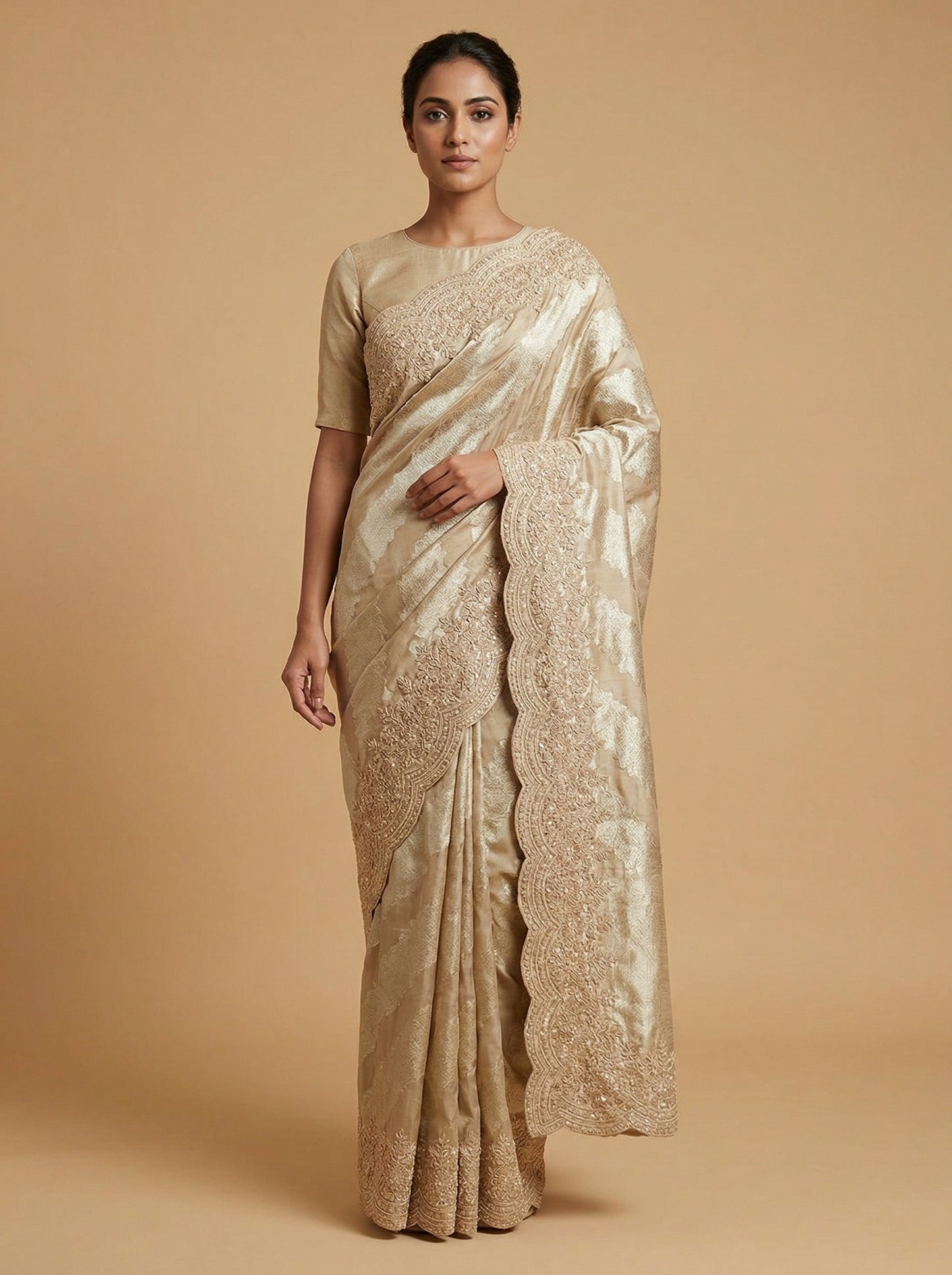 Pink Fashioned Embroidered Saree