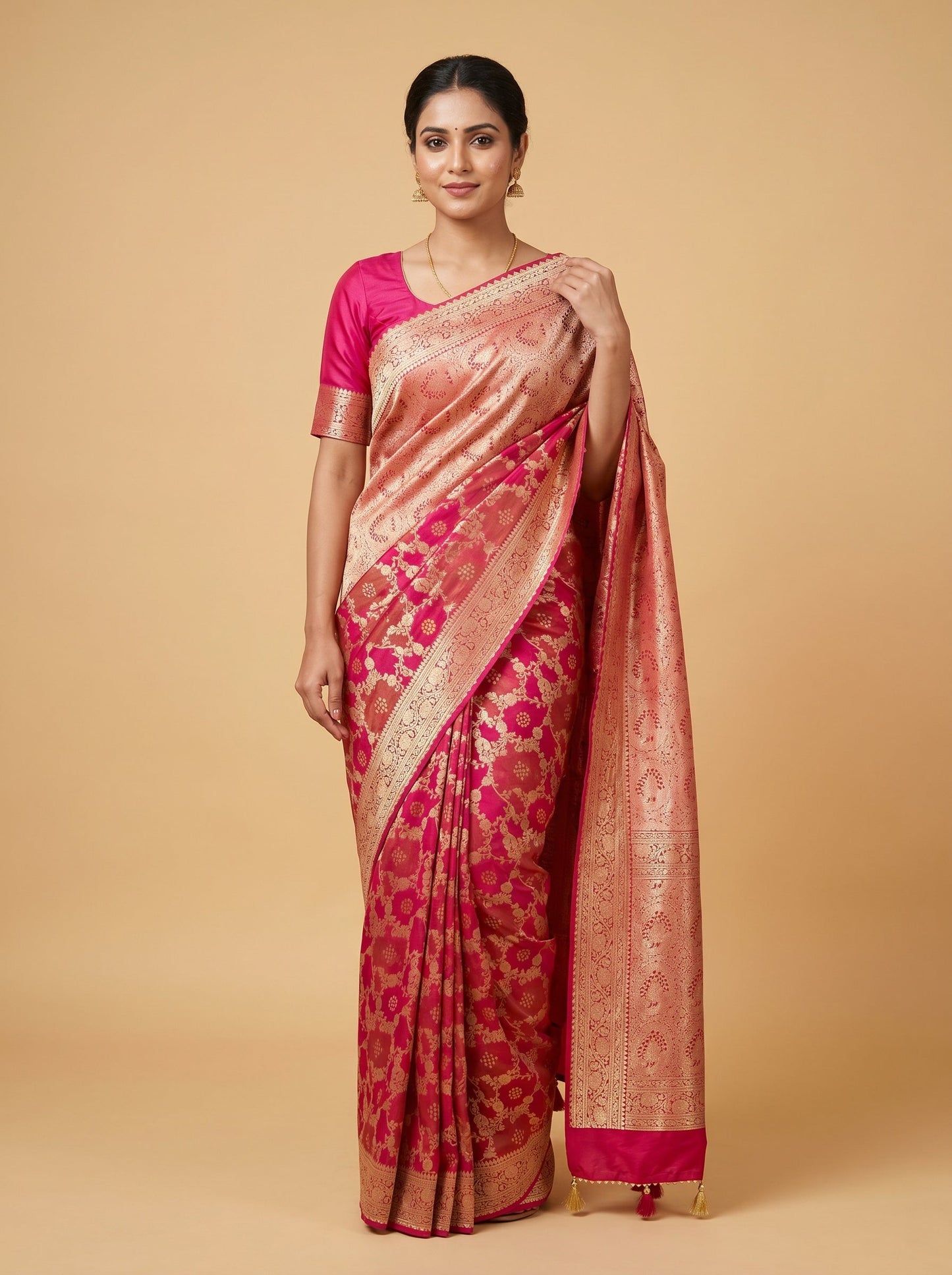Pink Festive Tie-Dye Bandhani Saree