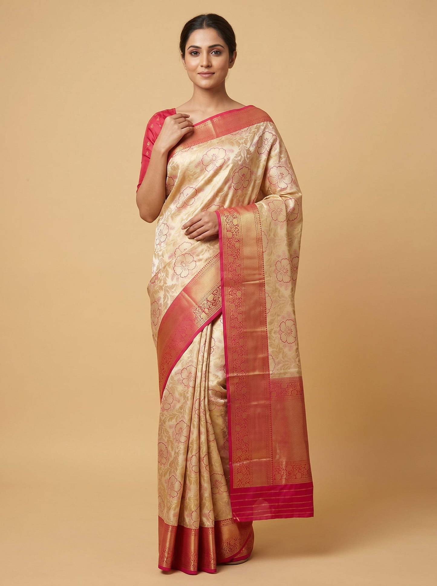 Pink Gold Soft Handloom Saree
