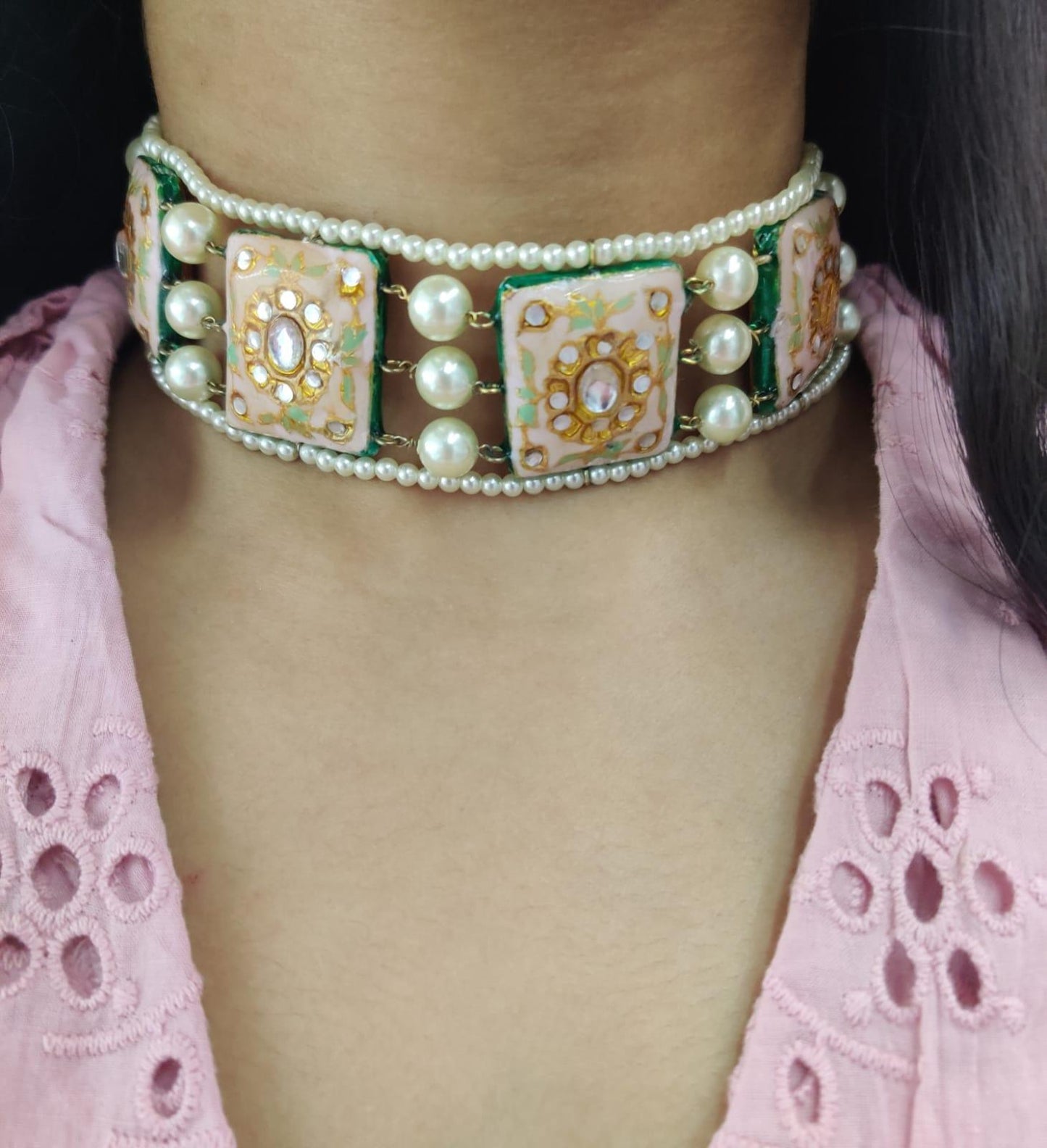 Pink Meenakari Choker