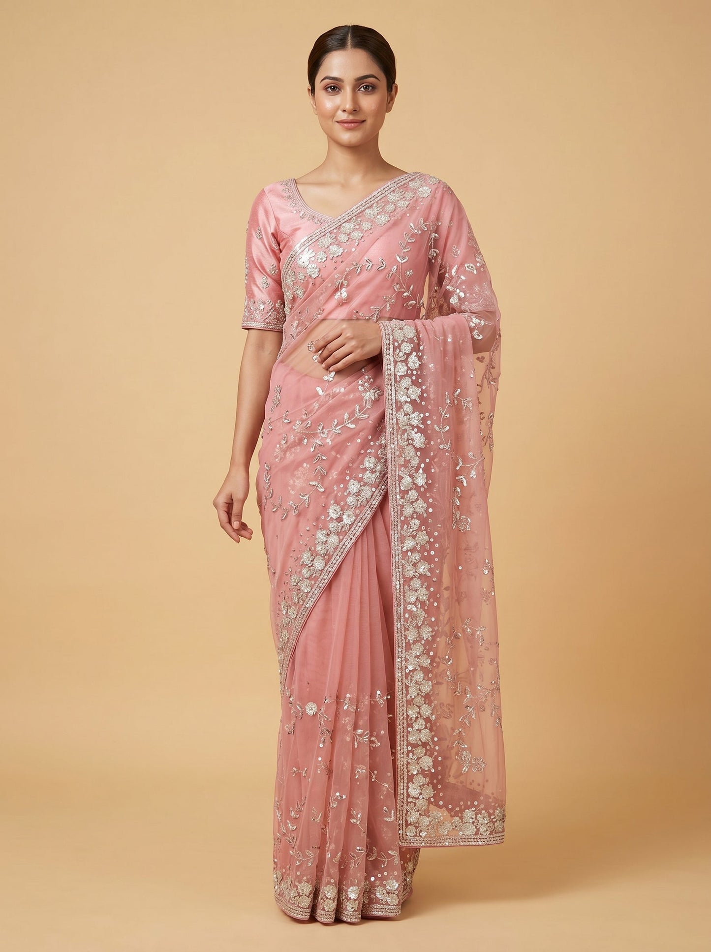 Pink Chic Embroidered Saree