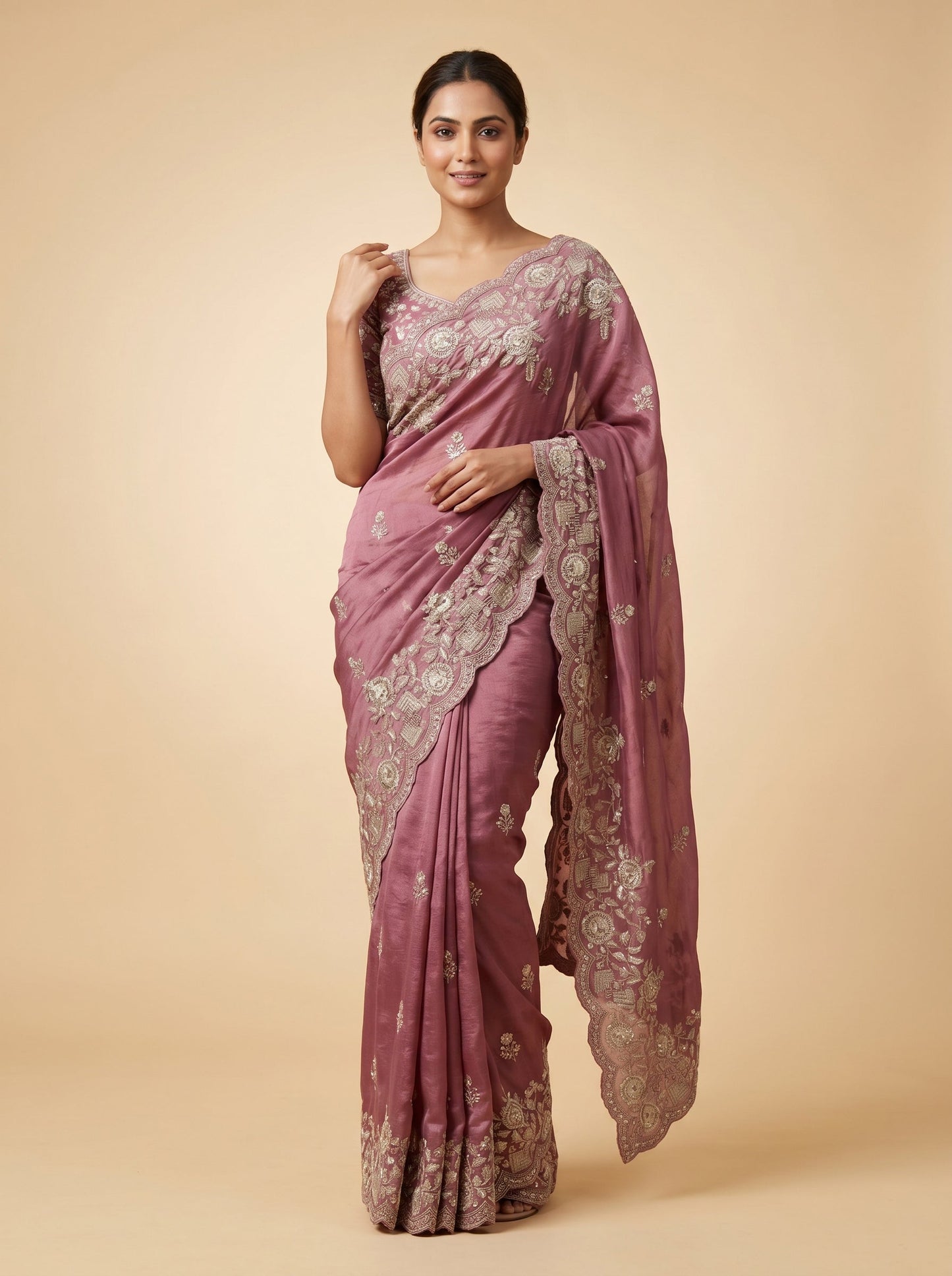 Pink Petal Blush Embroidered Saree