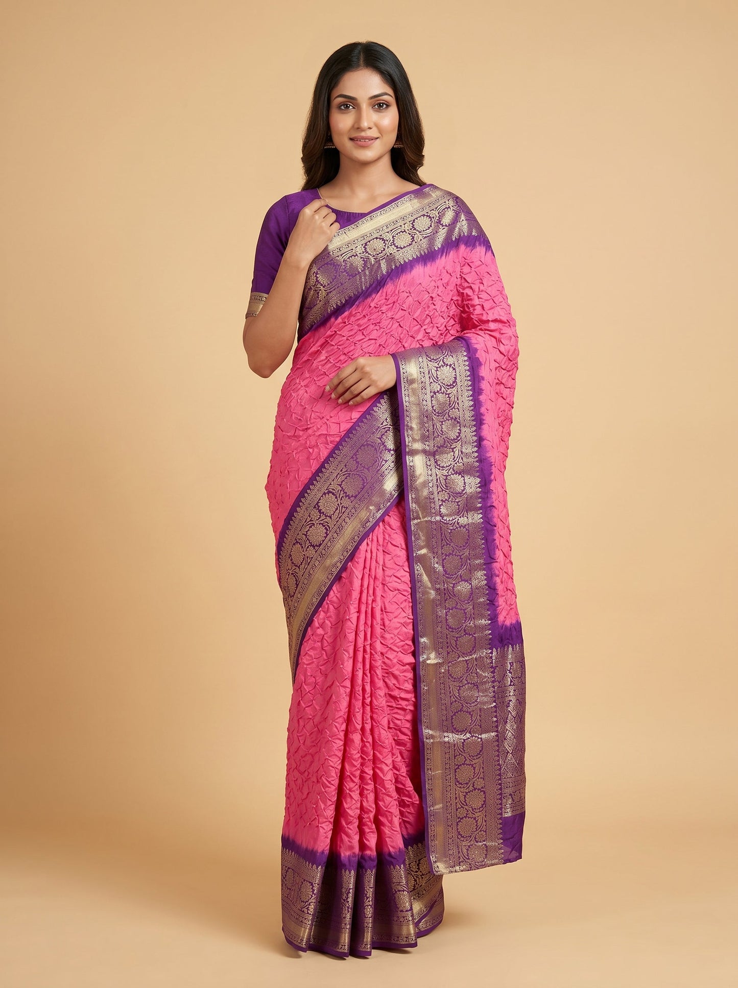 Pink Playful Bandhani Saree