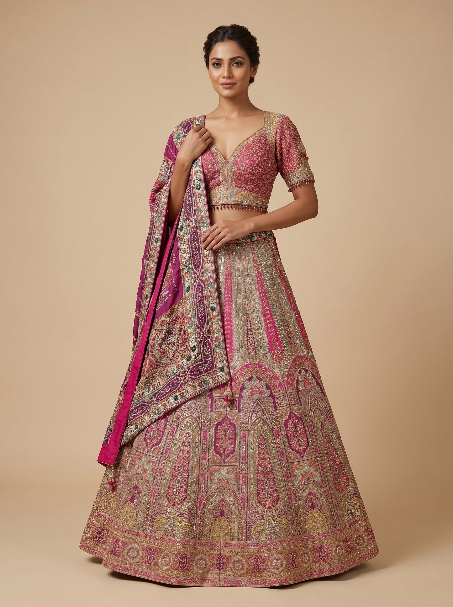 Pink Print Lehenga