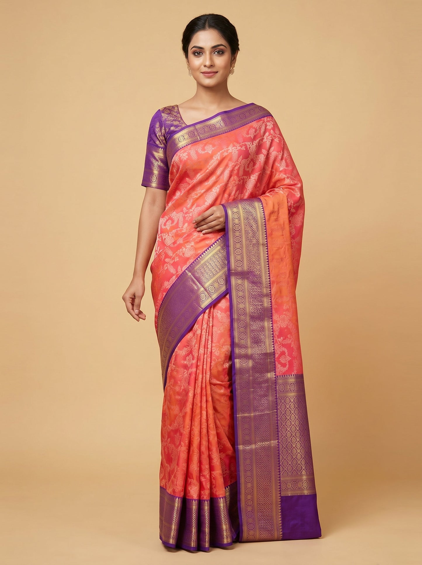 Pink Purple Dual Tone Handloom Saree