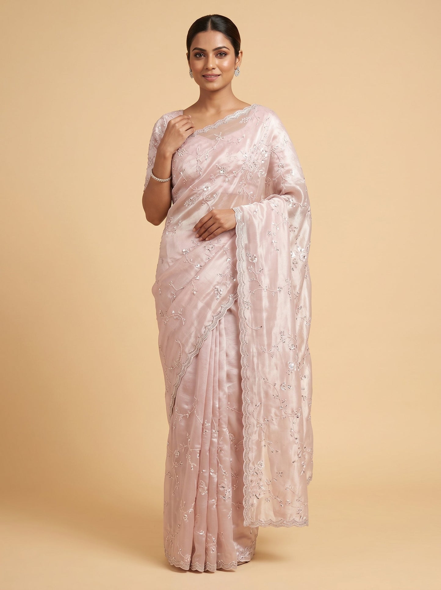 Pink Sugared Blush Embroidered Saree