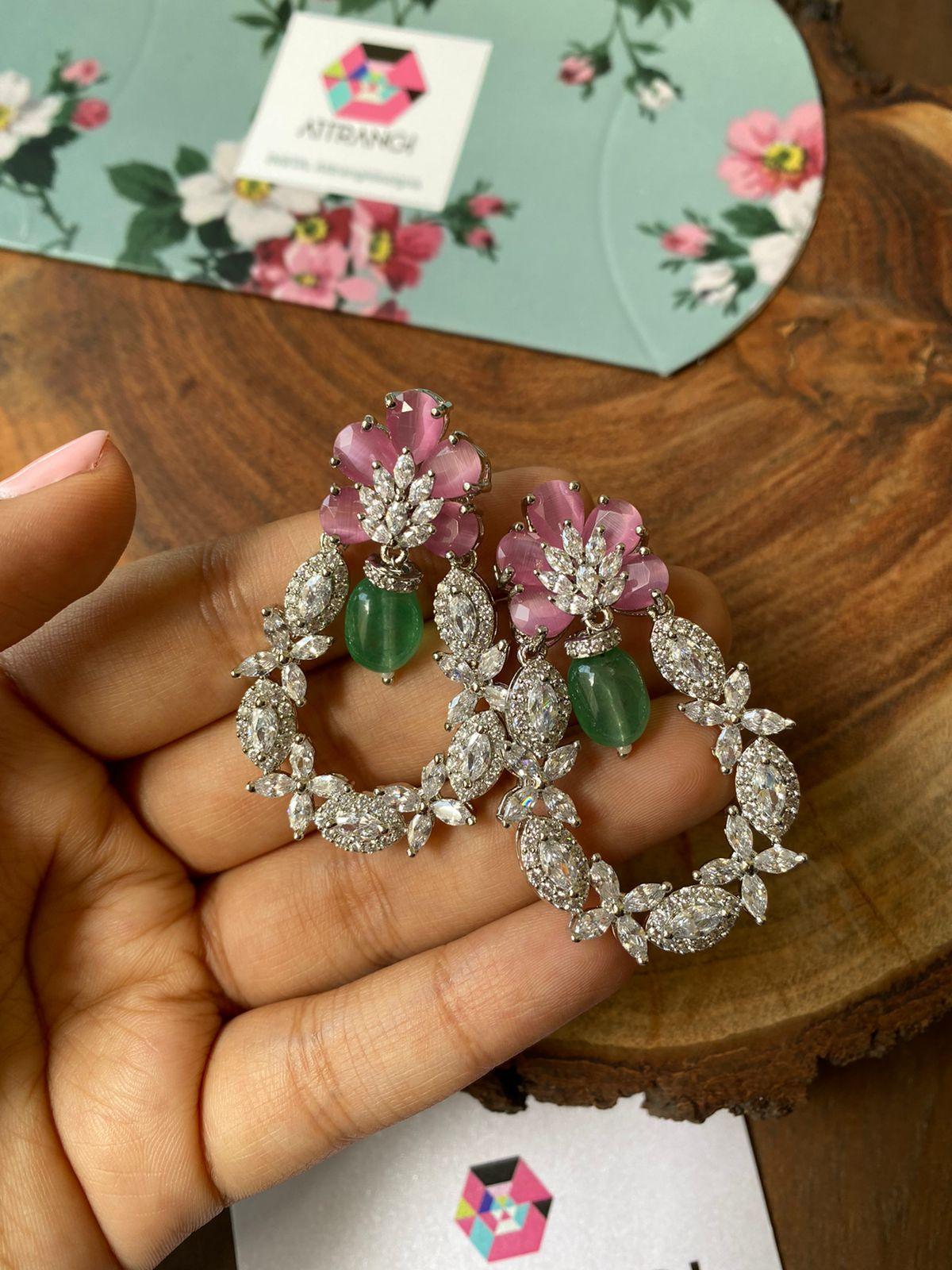 Pinky Minty Diamond Earrings