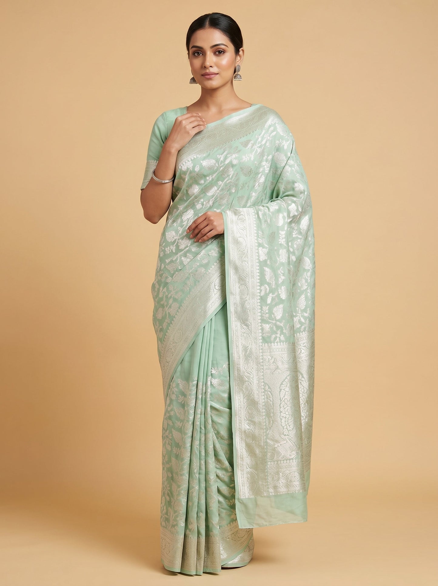 Pista Gentle Detail Embroidered Saree