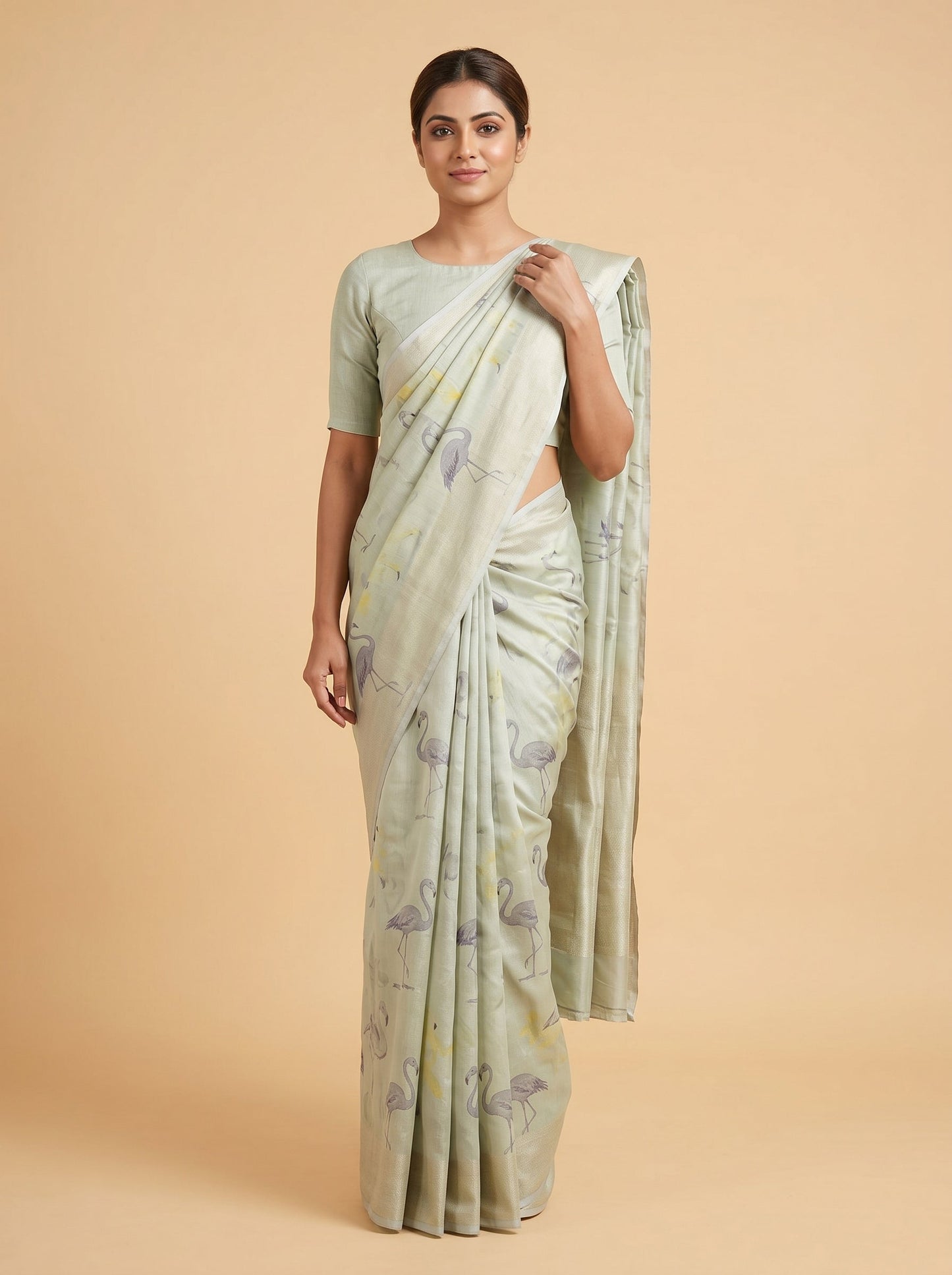 Pista Green Crisp Weave Handloom Saree