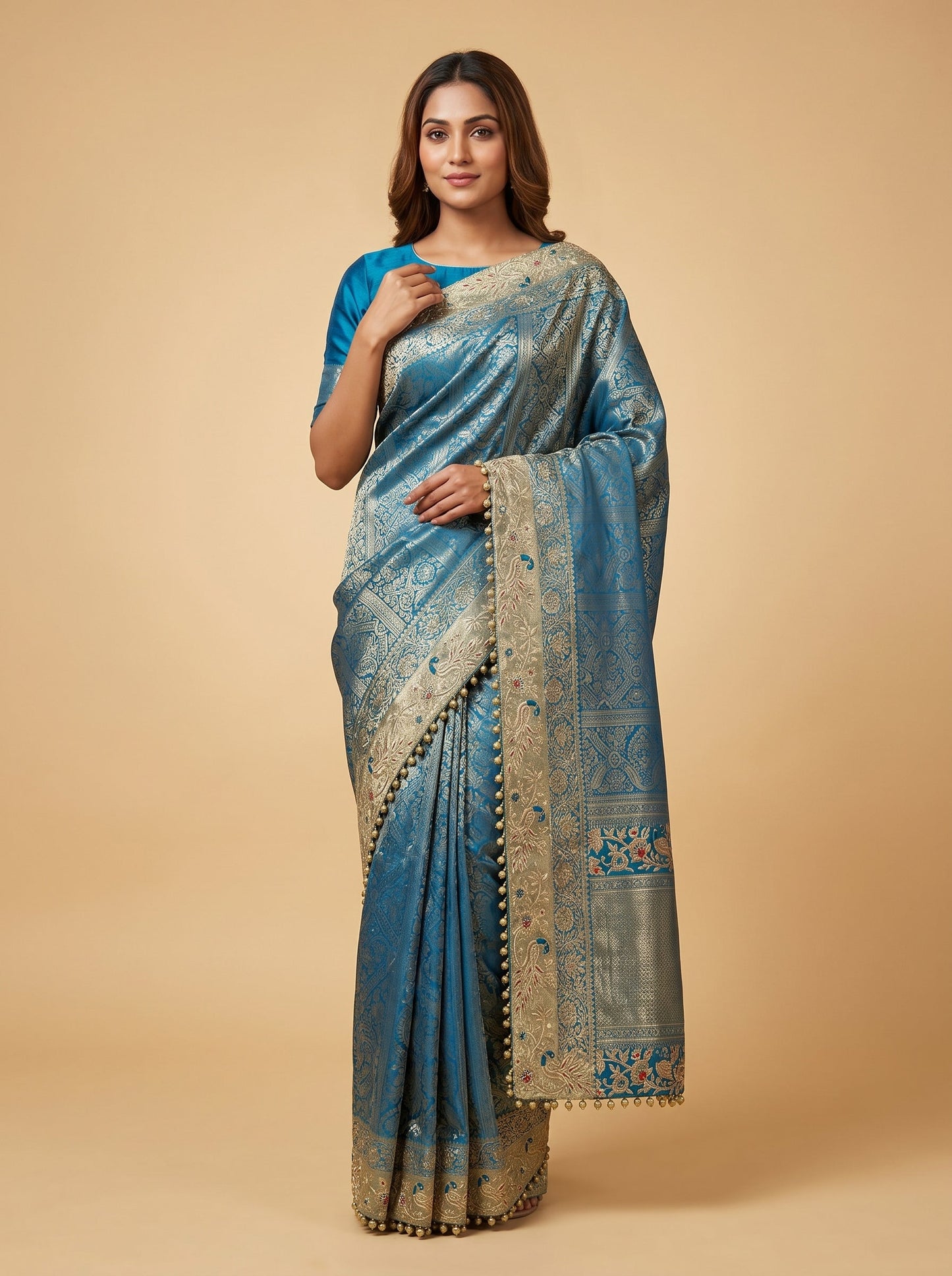 Pista Green Embroidered Saree
