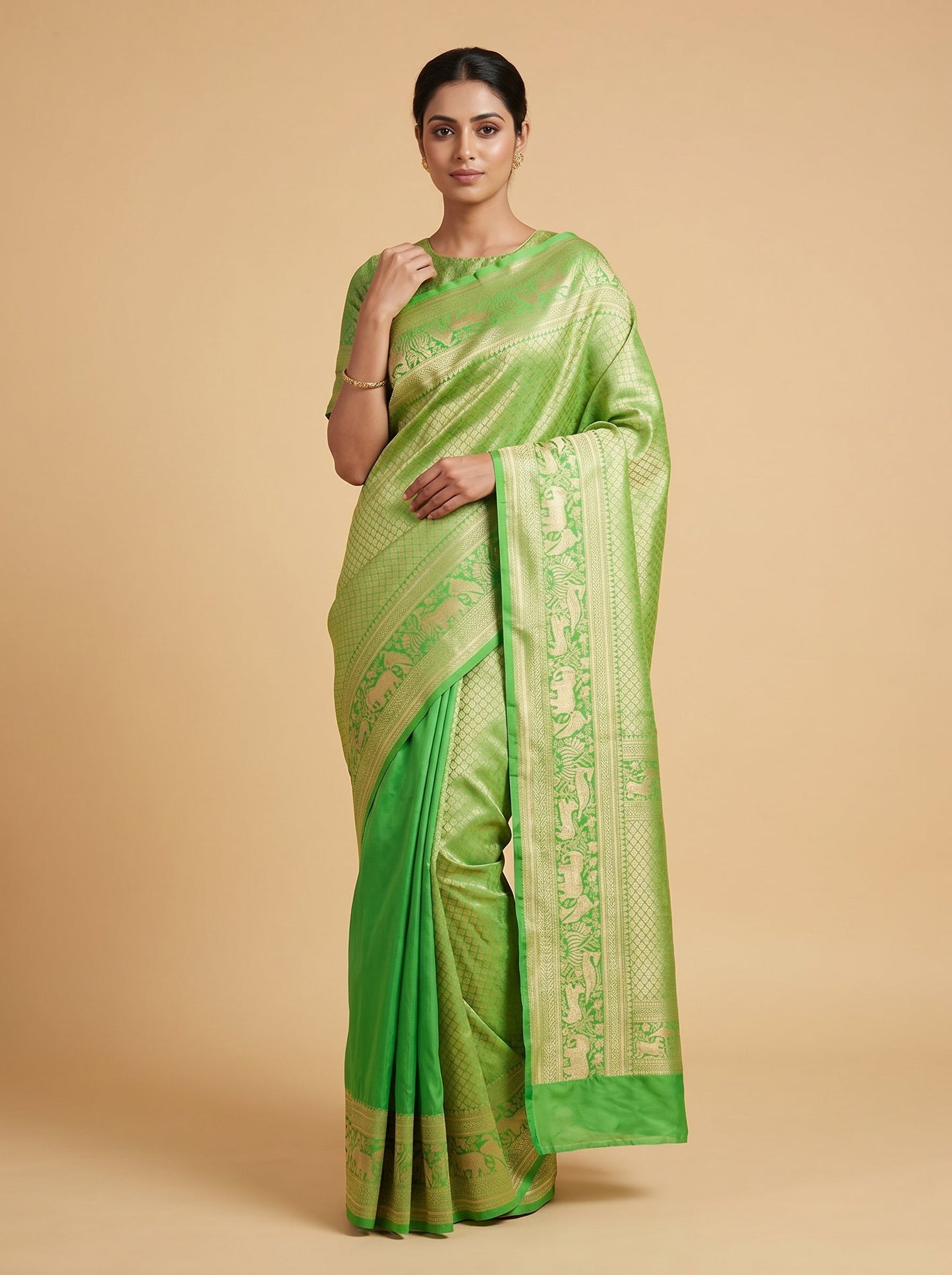 Pista Handloom Saree with Soft Tone