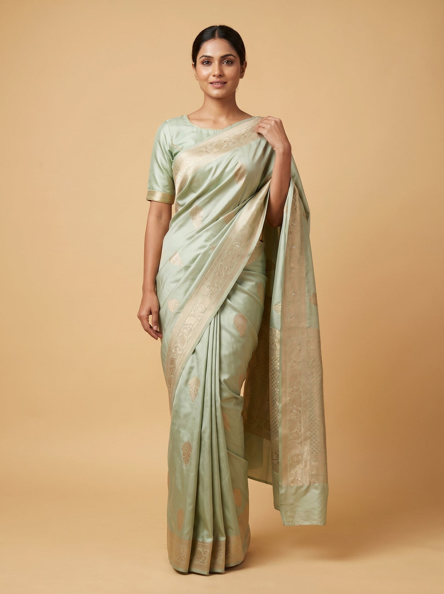 Pista Mint Freshness Handloom Saree