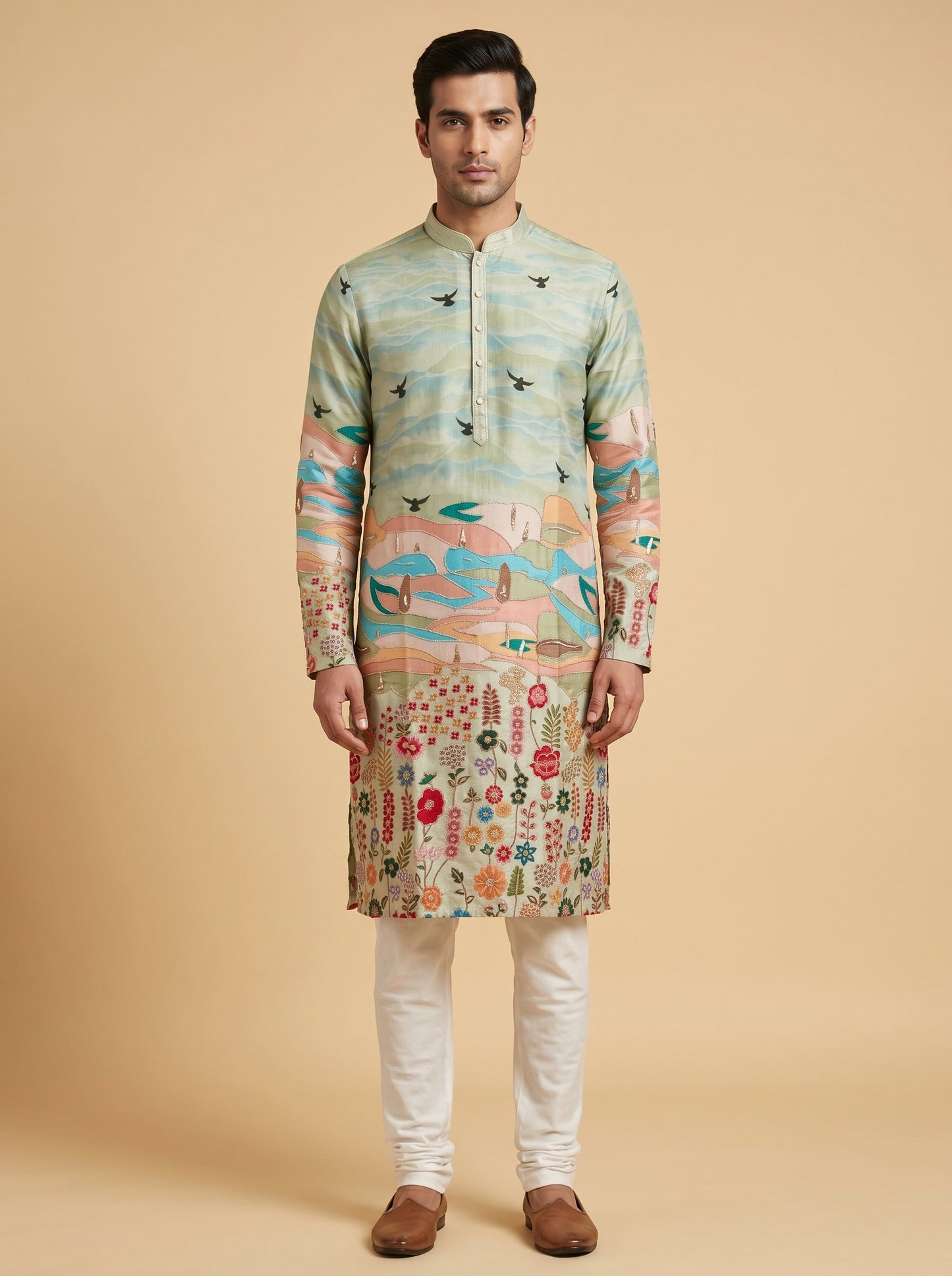 Pista Printed Kurta Set