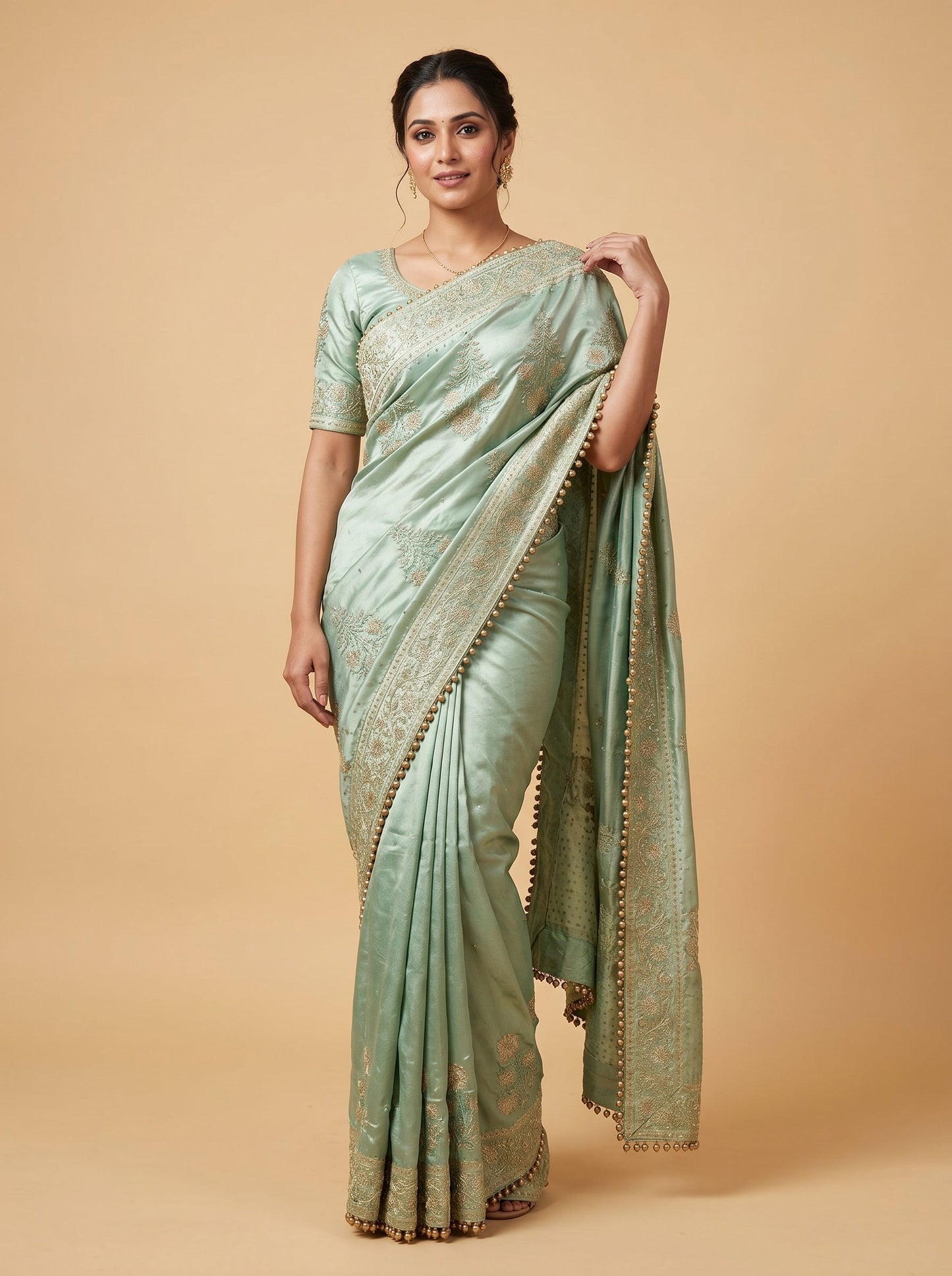 Pistachio Embroidered Saree