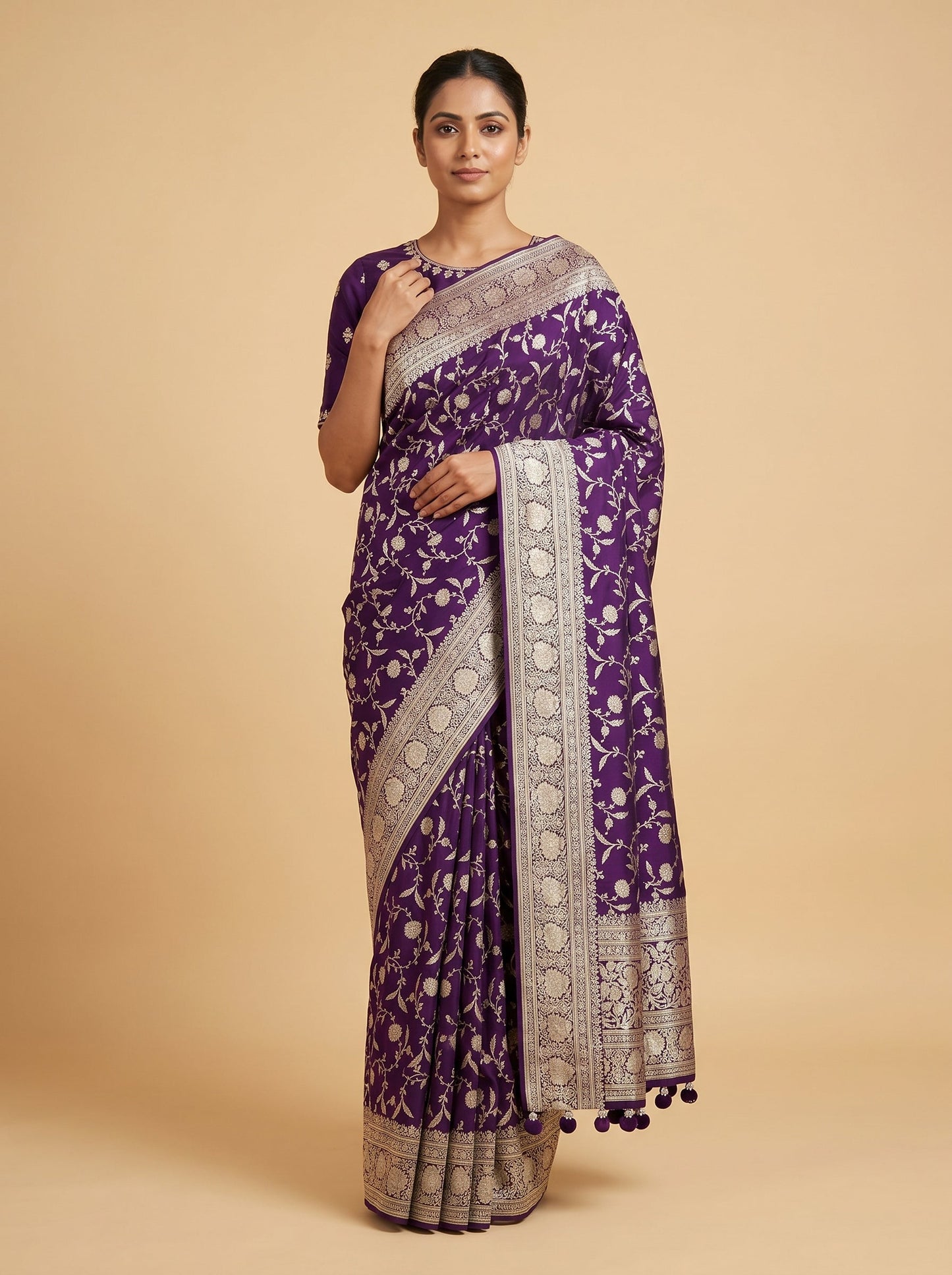 Plum Embroidered Saree